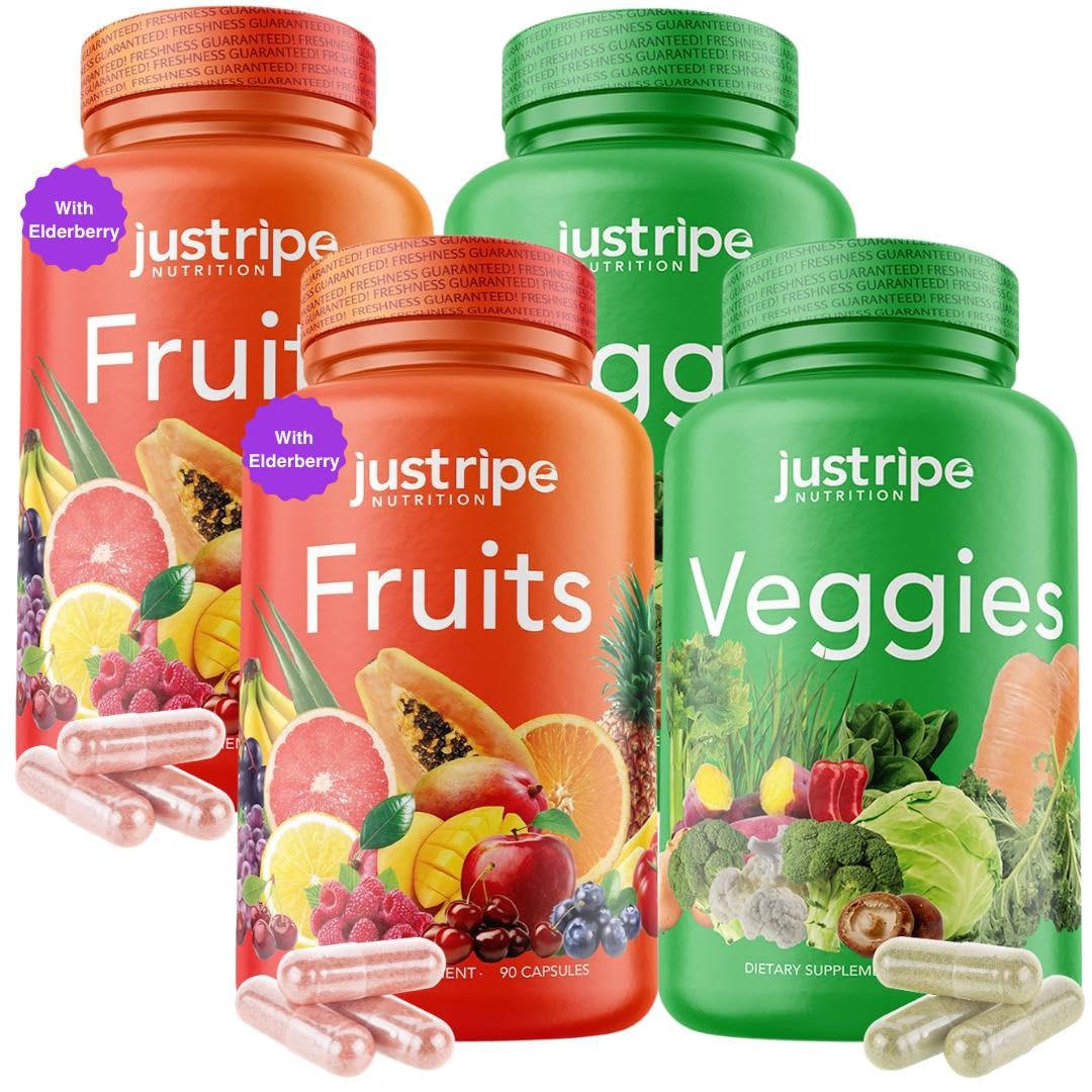 Just Ripe Nutrition Fruits & Veggies Supplement - 2 Pack (90 Fruit + 90 Vegetable Capsules) | Whole Food Superfood - Image 9