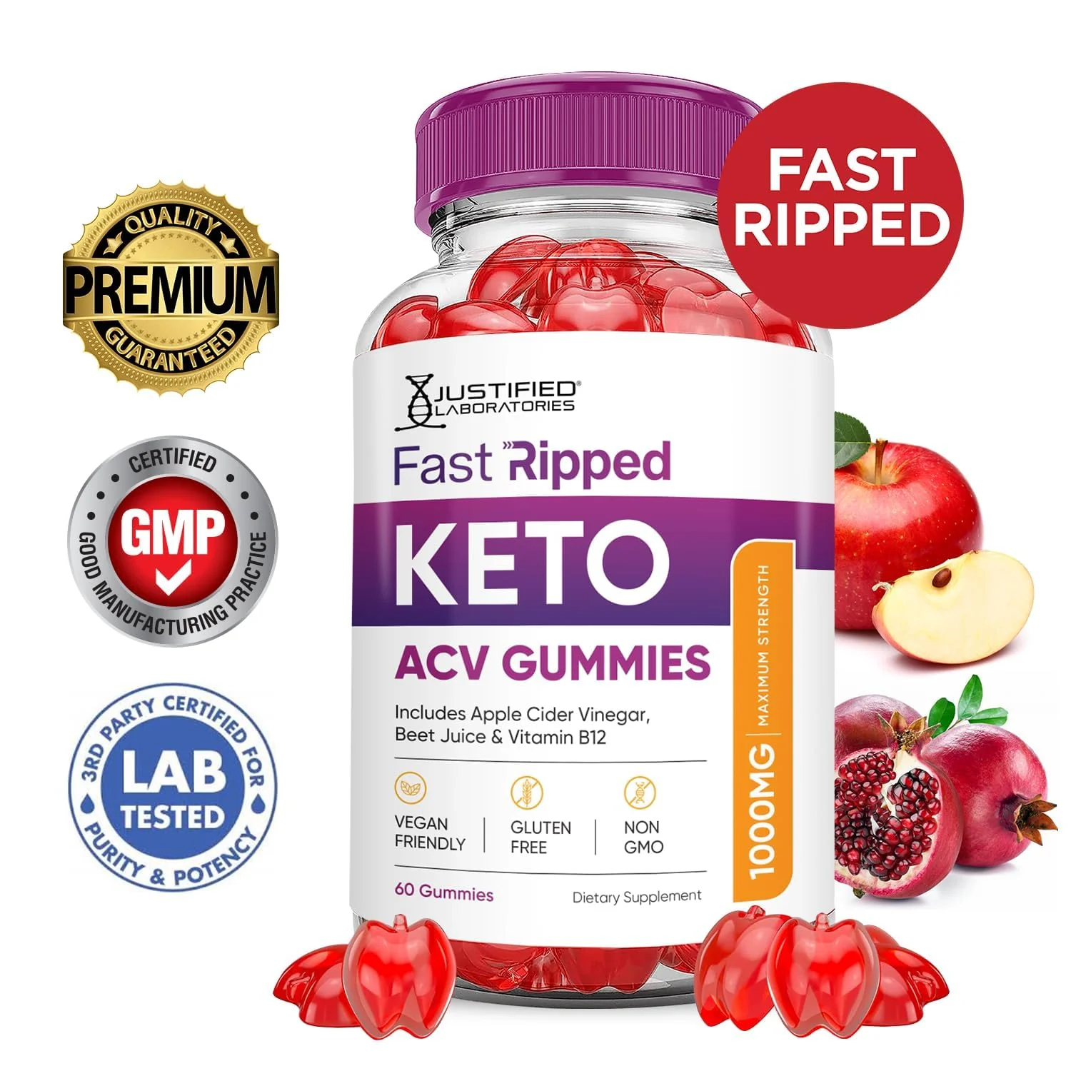 Justified Laboratories Keto Rush ACV Gummies 3 Pack – 180 Gummies, 1000mg ACV, Vegan & Non-GMO - Image 3