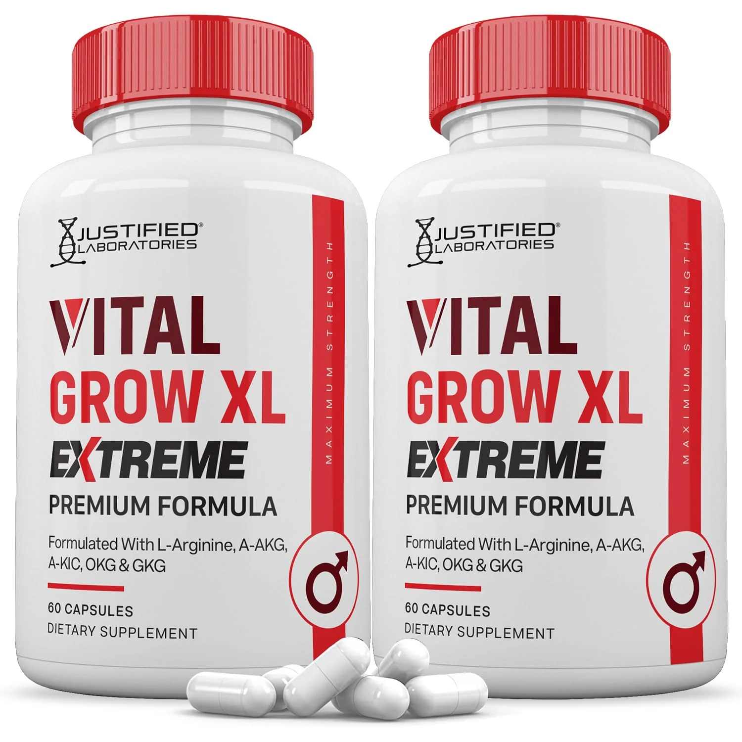Justified Laboratories | Vital Grow XL Extreme 2 Pack – 1600MG Premium Formula for Men's Health | 120 Capsules