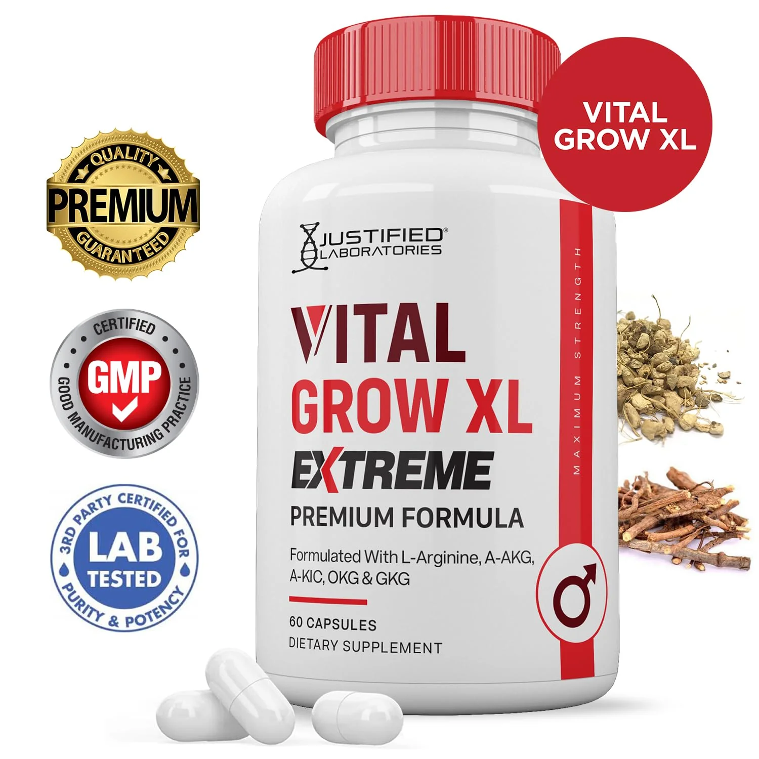 Justified Laboratories | Vital Grow XL Extreme 2 Pack – 1600MG Premium Formula for Men's Health | 120 Capsules - Image 9