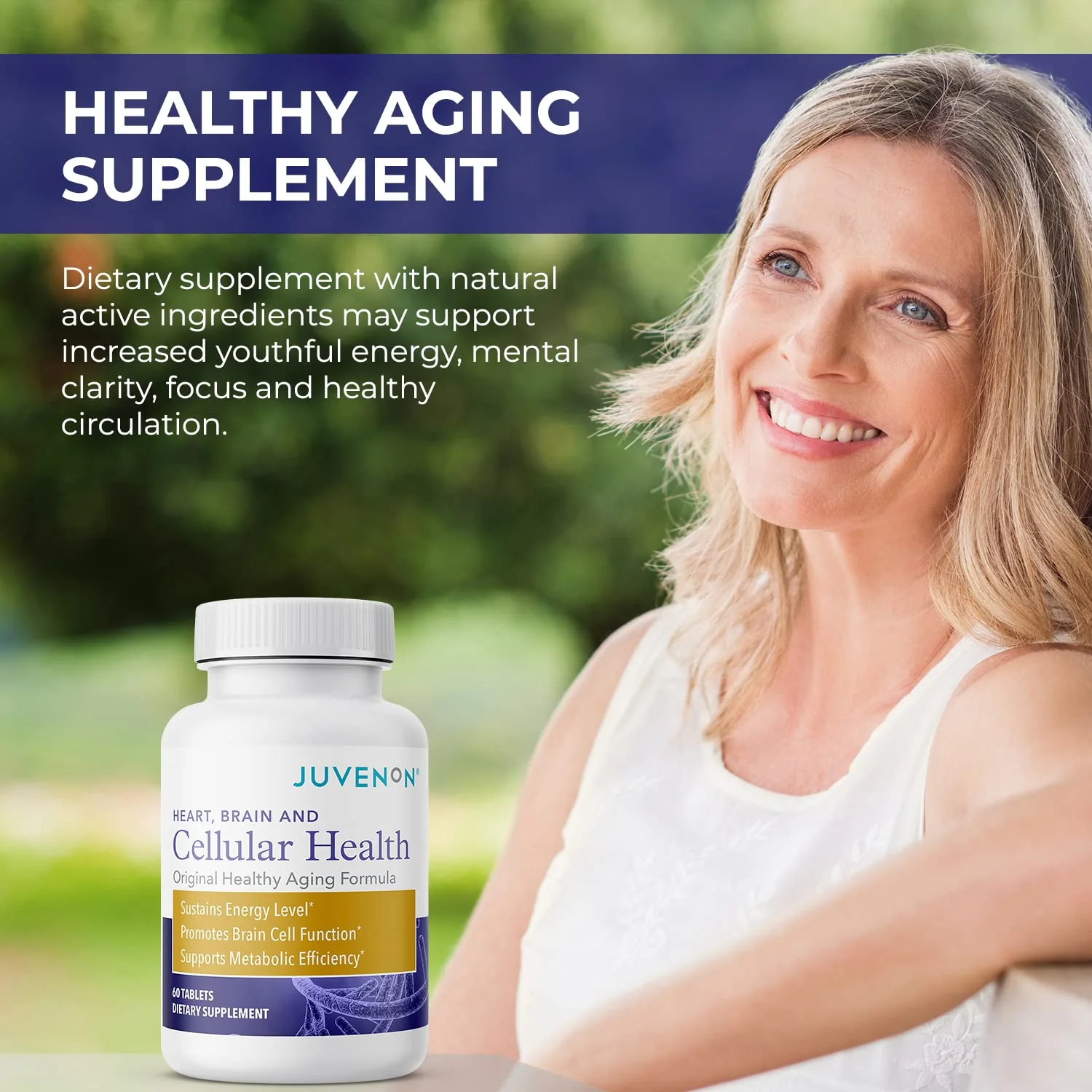 Juvenon Cellular Health – Brain & Heart Supplement with Acetyl L-Carnitine & Biotin (60 Tablets) - Image 2