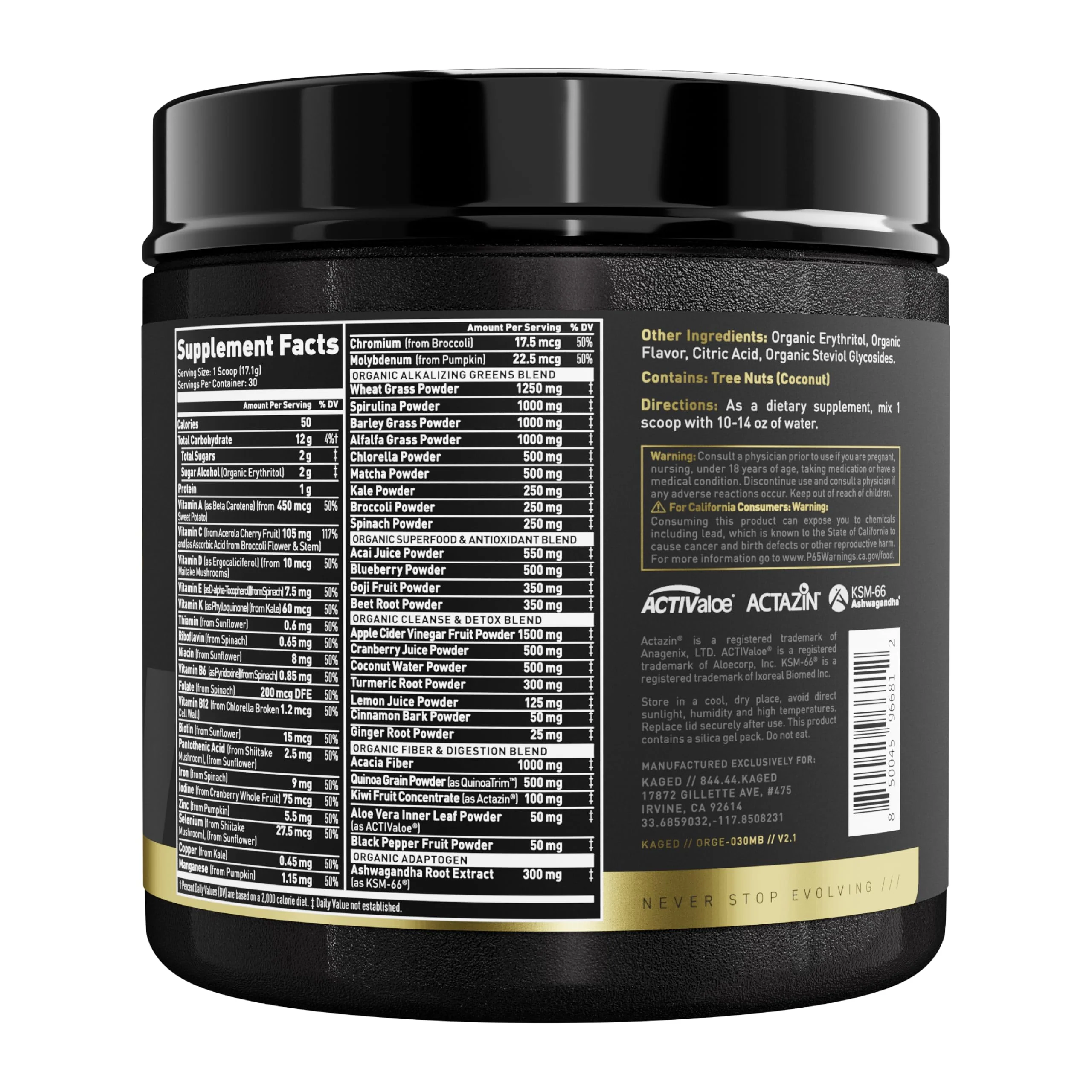 Kaged Organic Greens Elite Berry — Superfood Greens Powder with Apple Cider Vinegar, Adaptogens & Prebiotics | 30 Servings - Image 16