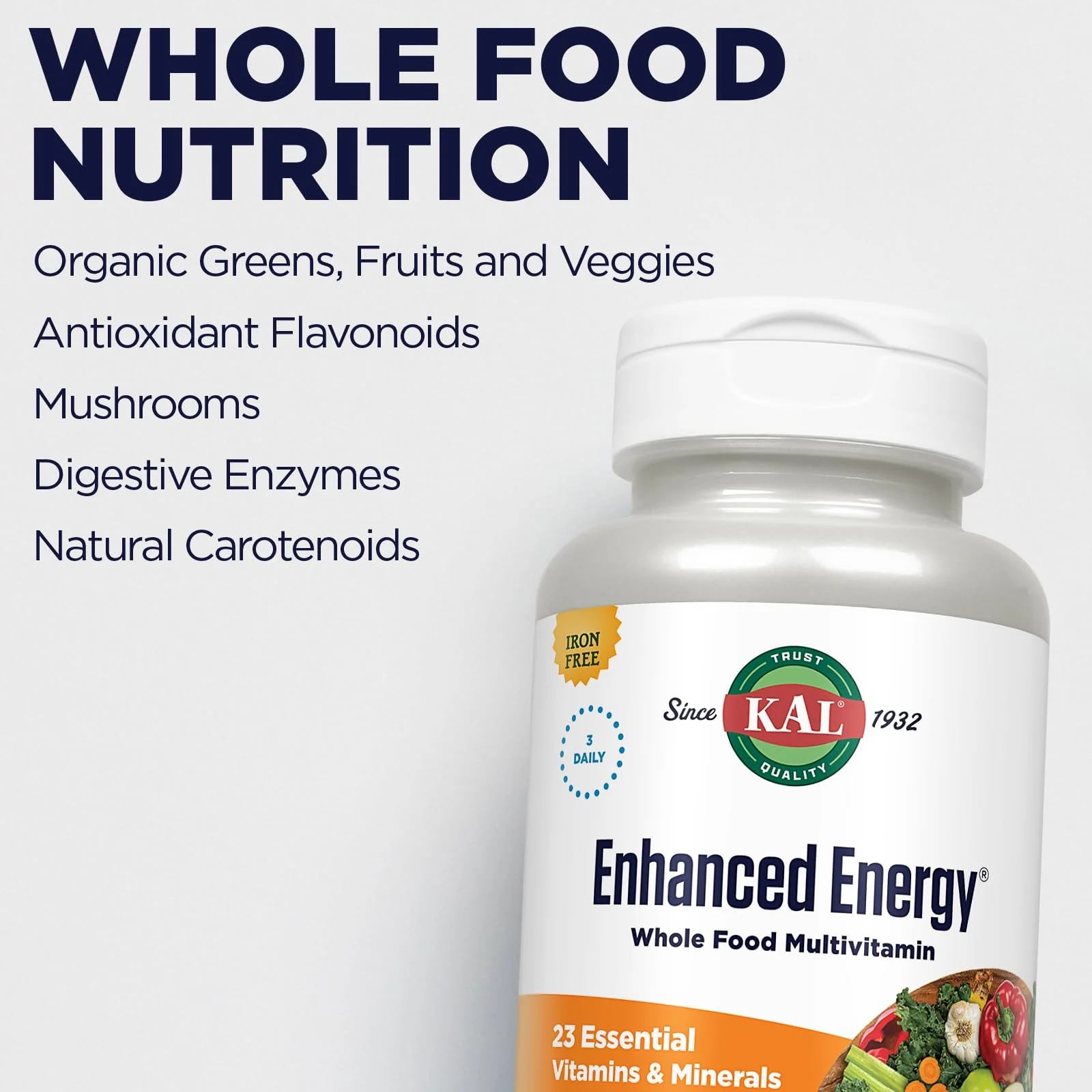 KAL® Enhanced Energy Multivitamin – Whole-Food Based Vitamins & Minerals with Antioxidants, Digestive Enzymes & Natural Carotenoids | 180 Capsules - Image 11