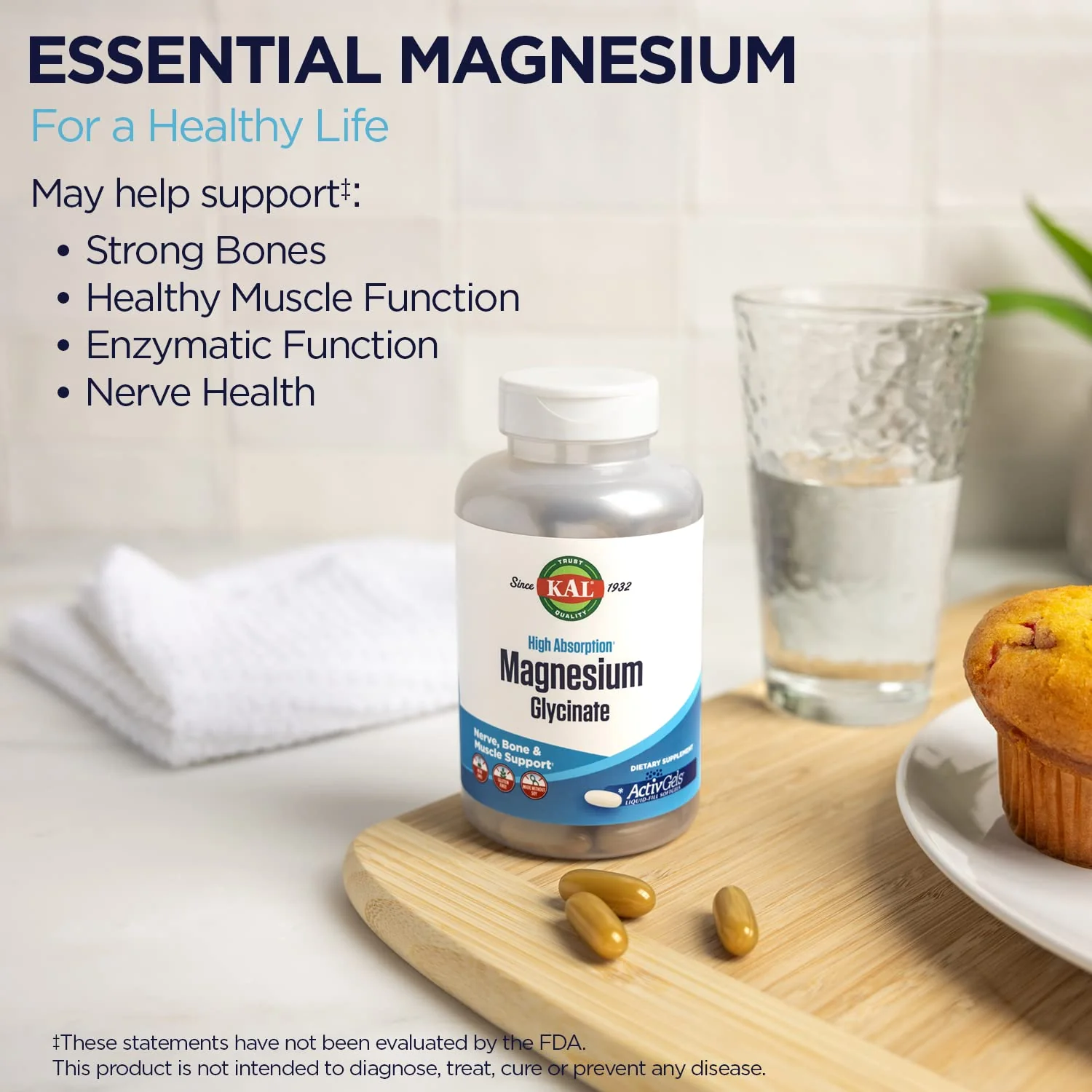 KAL Magnesium Glycinate ActivGels 315mg — Fully Chelated, High Absorption Magnesium Supplement (60 Servings) - Image 9