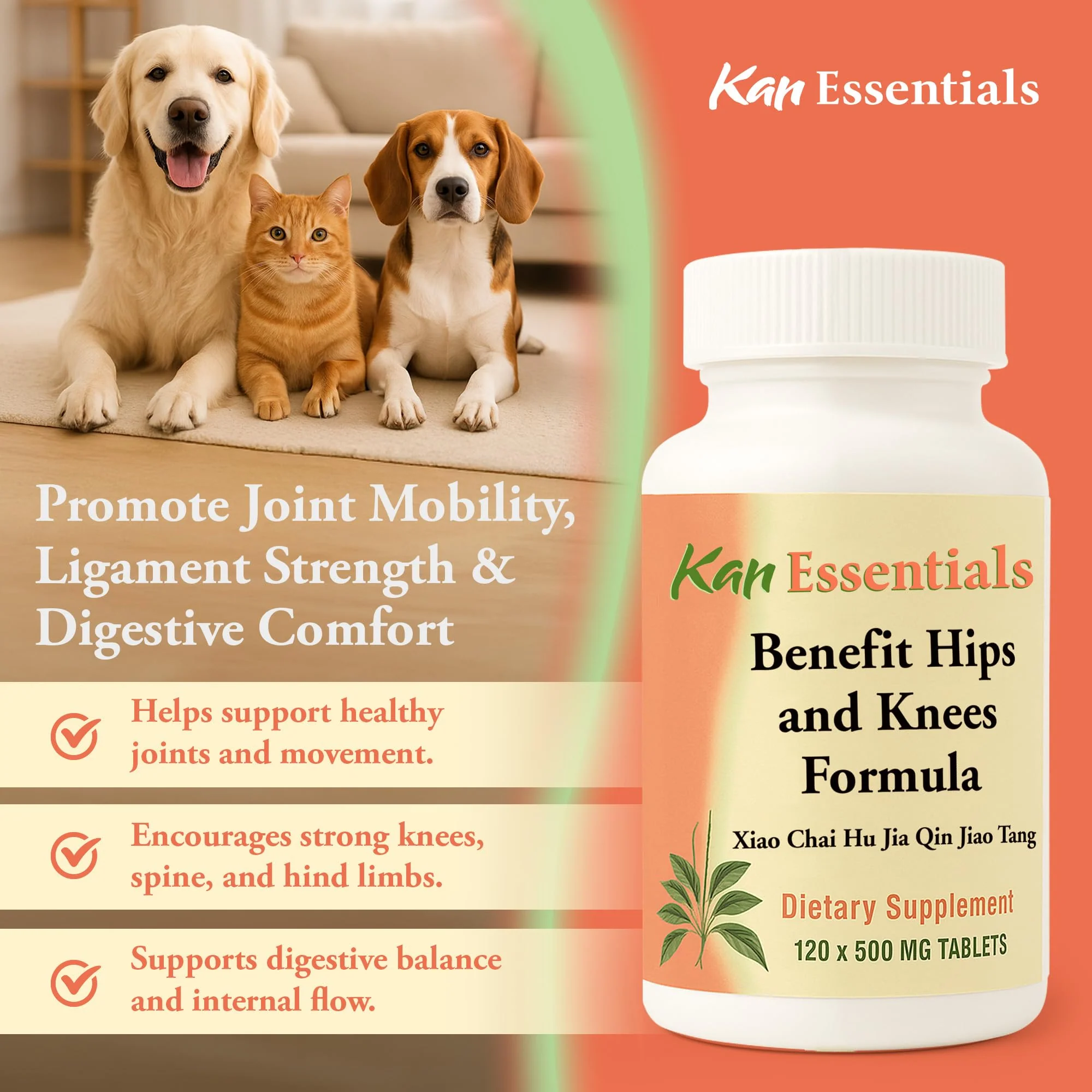 Kan Herbs Essentials - Benefit Hips and Knees for Pets - 120 Tabs - Image 4