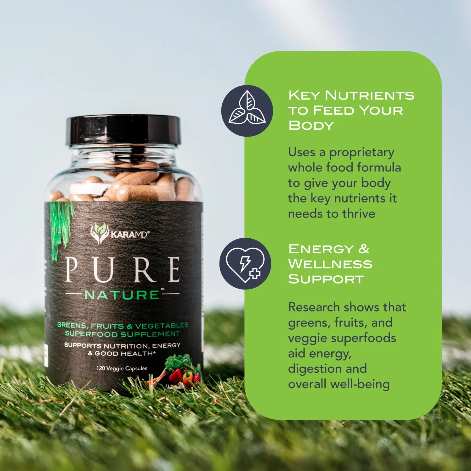KaraMD Pure Nature Greens, Fruits & Veggies – 30 Servings, Gluten Free & Vegan, Energy & Digestion Support - Image 9