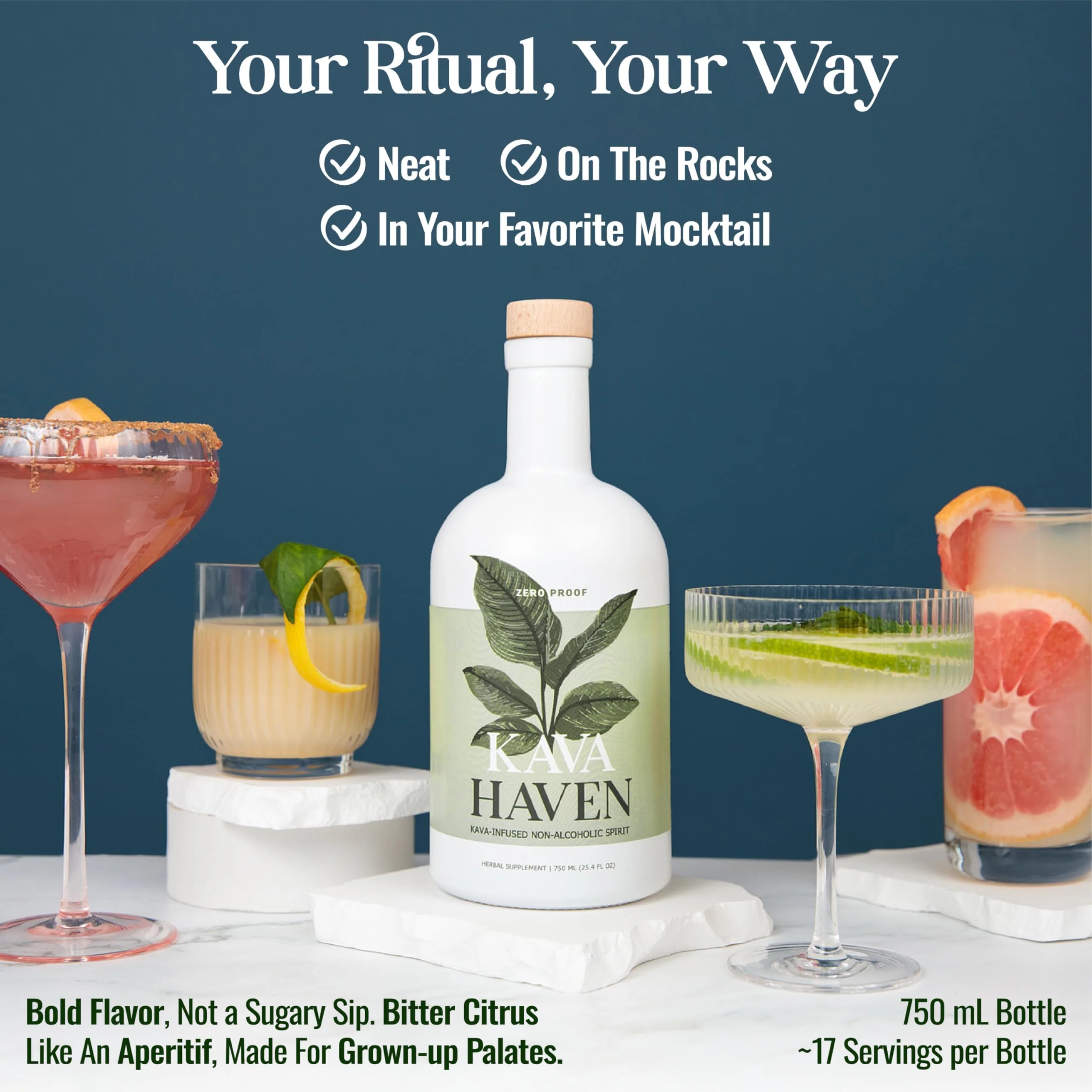 Kava Haven Non Alcoholic Spirit – Lemon Ginger, 750mL | Low Calorie, All Natural, Zero Proof - Image 13