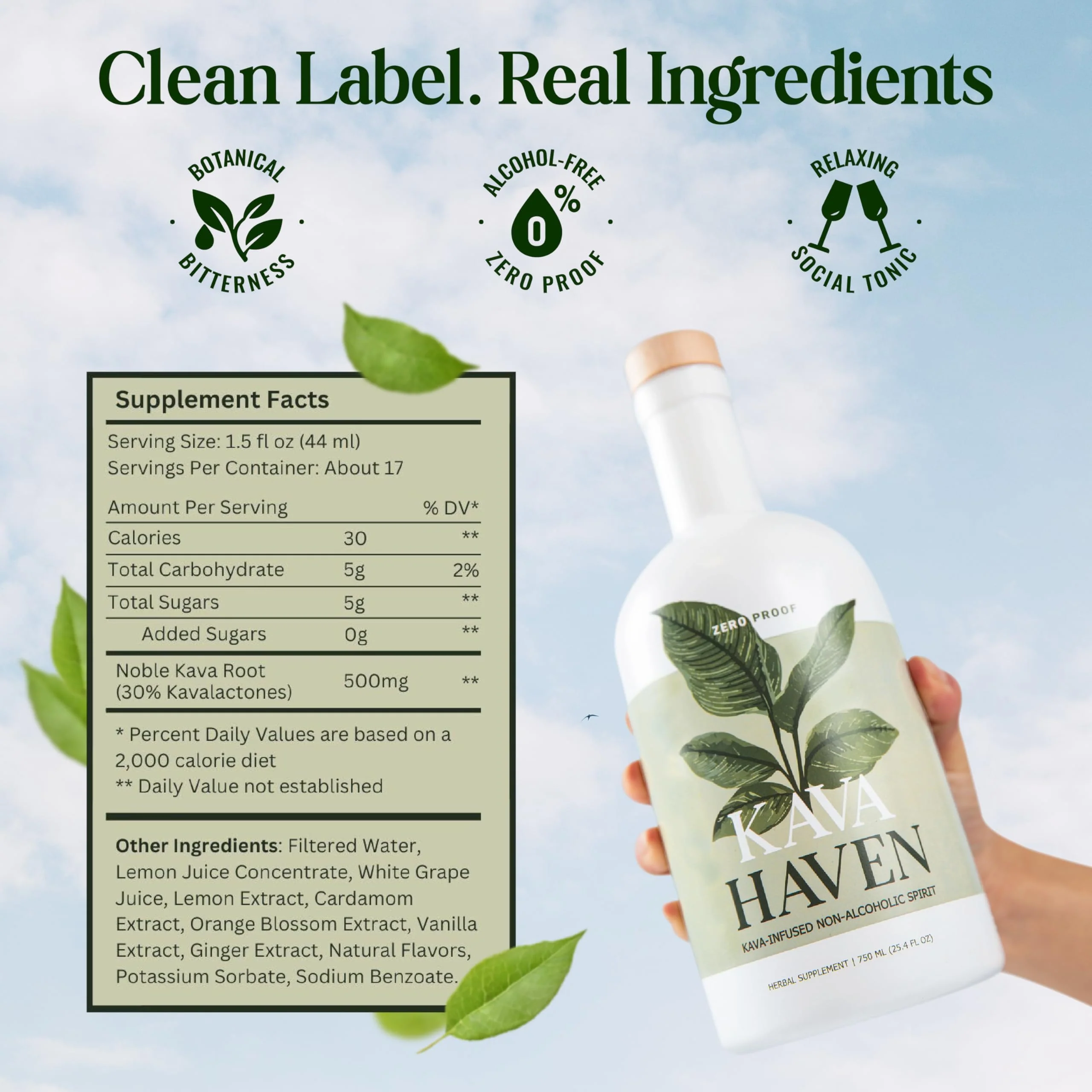 Kava Haven Non Alcoholic Spirit – Lemon Ginger, 750mL | Low Calorie, All Natural, Zero Proof - Image 9