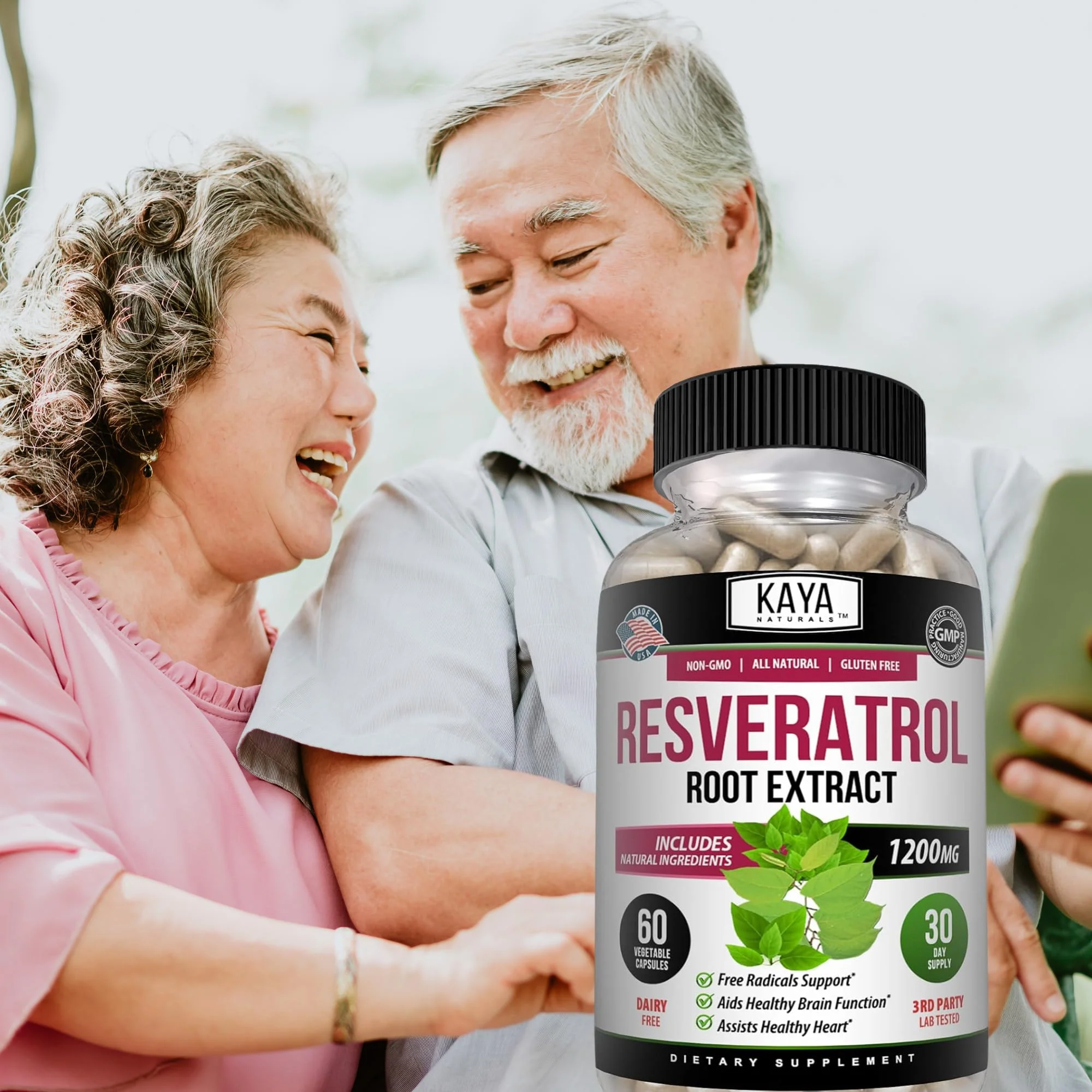 Kaya Naturals Resveratrol Capsules - Anti-Aging Antioxidants with Brain Support | 60 Veggie Capsules per Bottle (Pack of 6) - Image 7