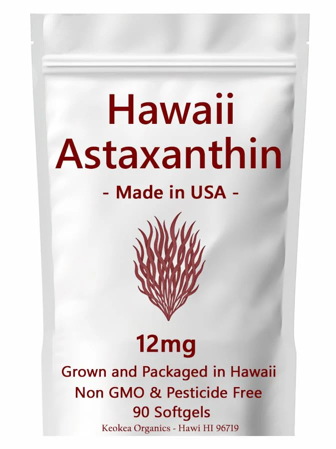 Keokea Organics Hawaii Astaxanthin 12 mg - 90 Softgels | Made in USA, Non-GMO & Pesticide Free
