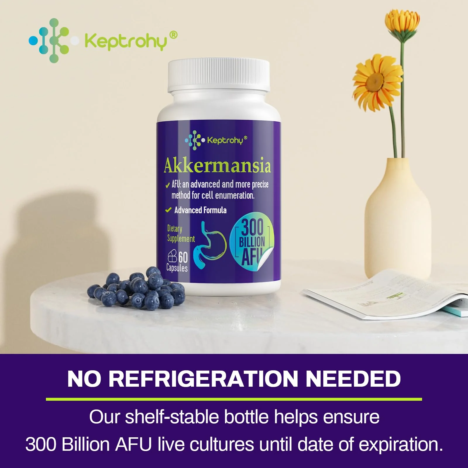 Keptrohy 300 Billion AFU Akkermansia Probiotic for Gut Health | 120 Count - Image 6