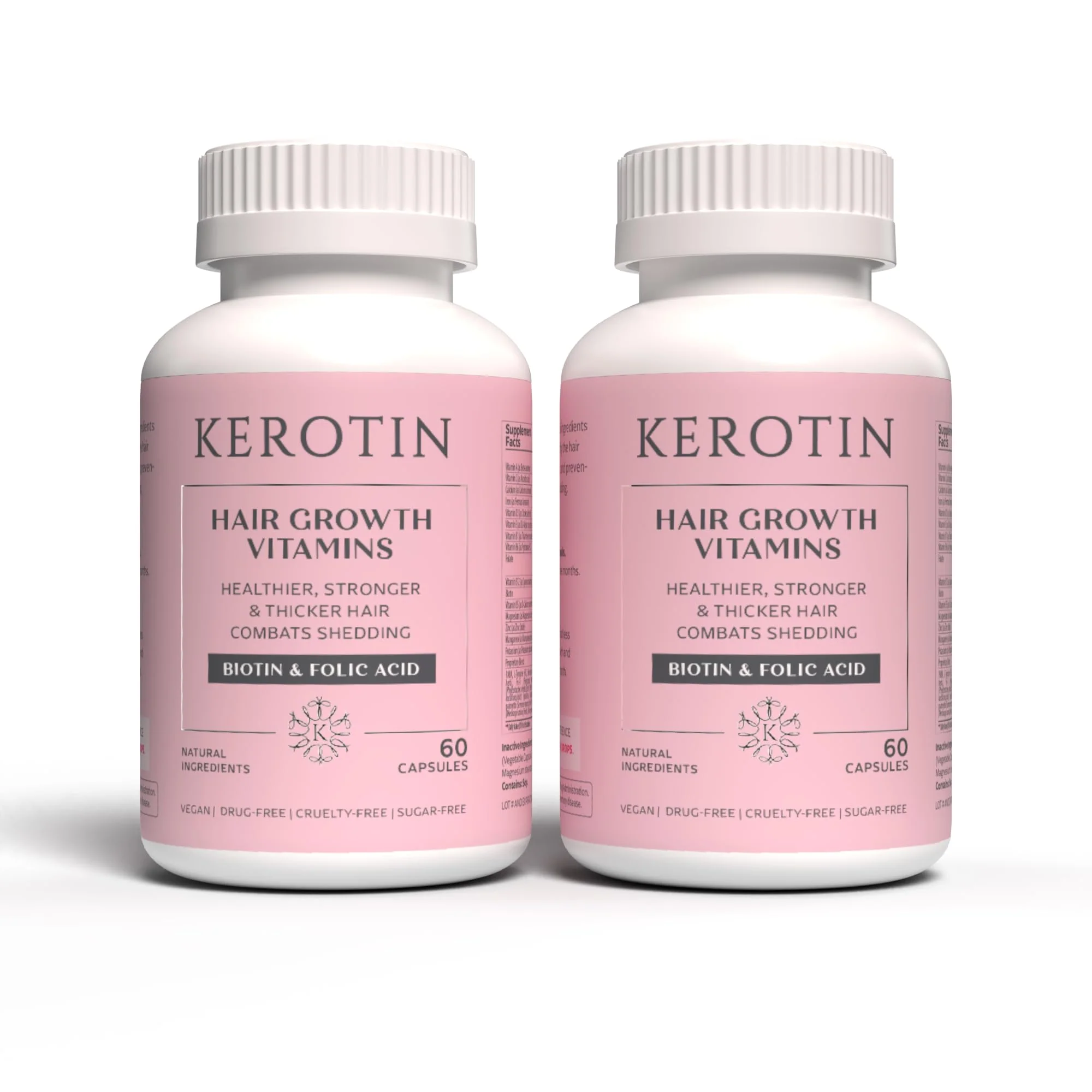 Kerotin Hair Growth Vitamins – Biotin, DHT Blocker & Collagen Support, 120 Pills (2 Months Supply) - Image 2