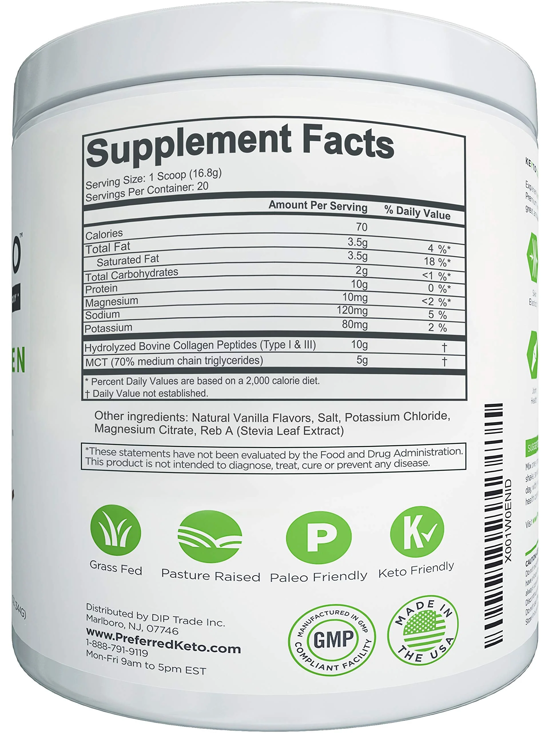 Keto Collagen Protein Powder with MCT Oil – Grass-Fed, Pasture-Raised, Hydrolyzed Collagen – Vanilla | KEYTO - Image 6