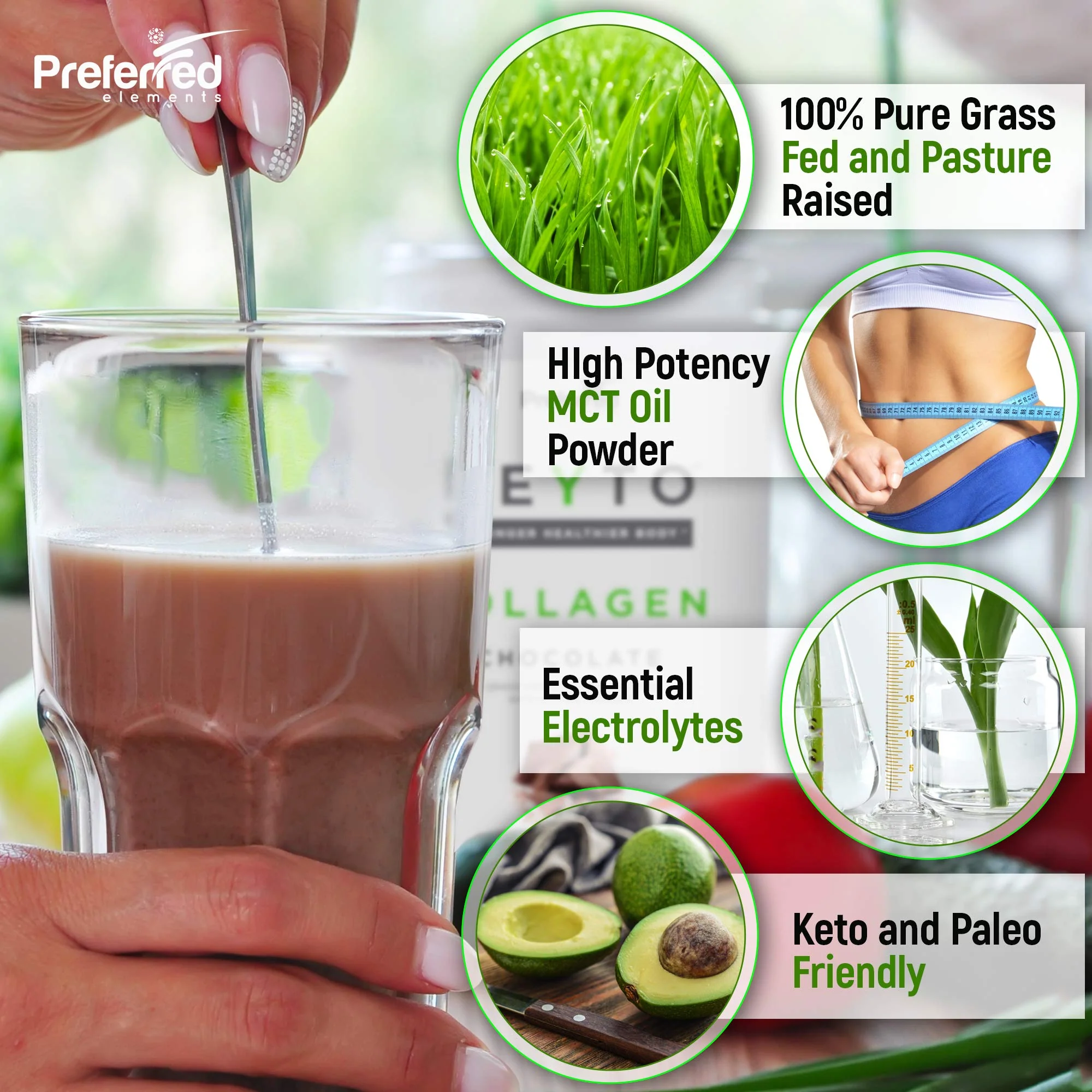 Keto Collagen Protein Powder with MCT Oil – KEYTO Chocolate Flavor - Image 2