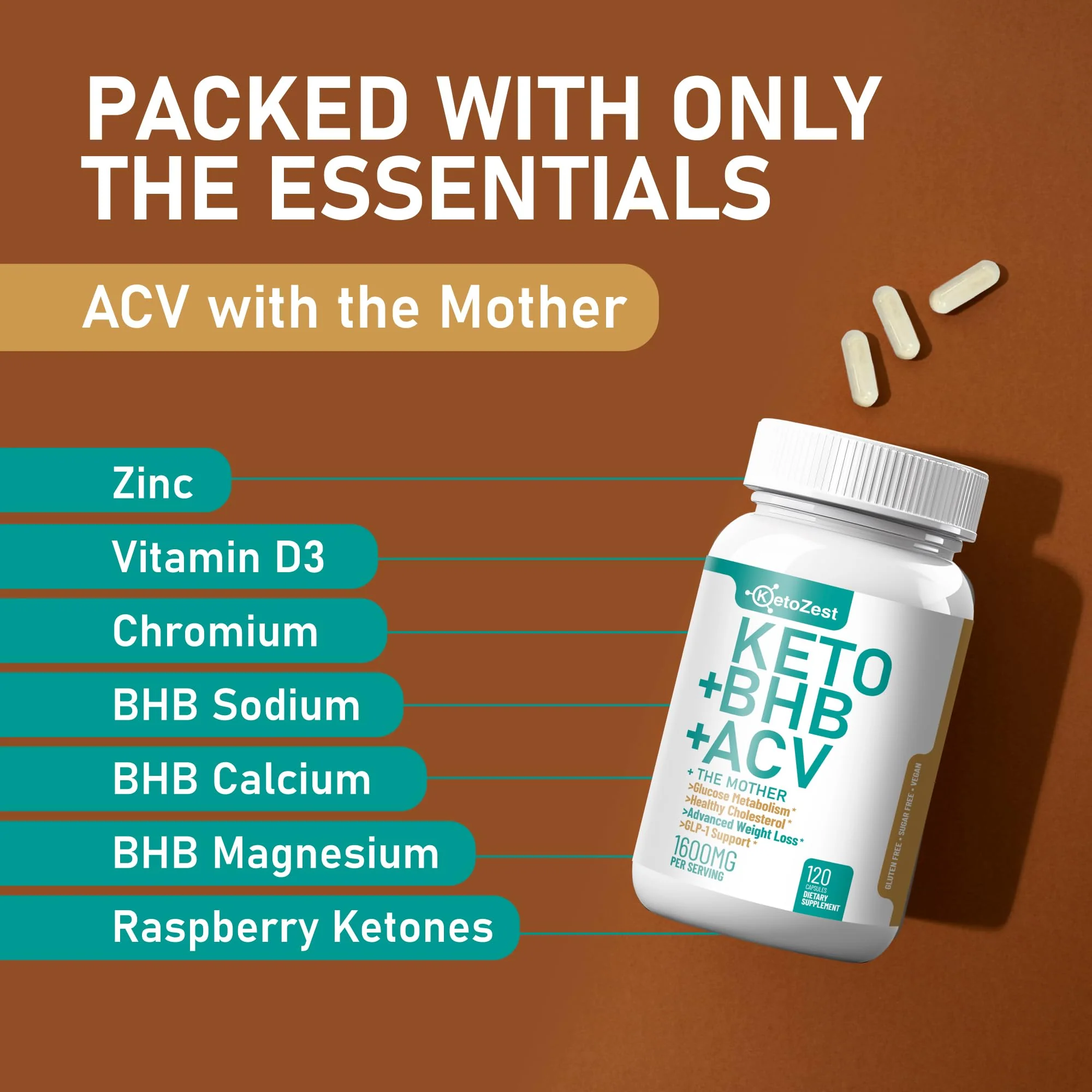 KetoZest Keto ACV BHB Capsules 1600mg – Weight Loss & Ketosis - Image 6