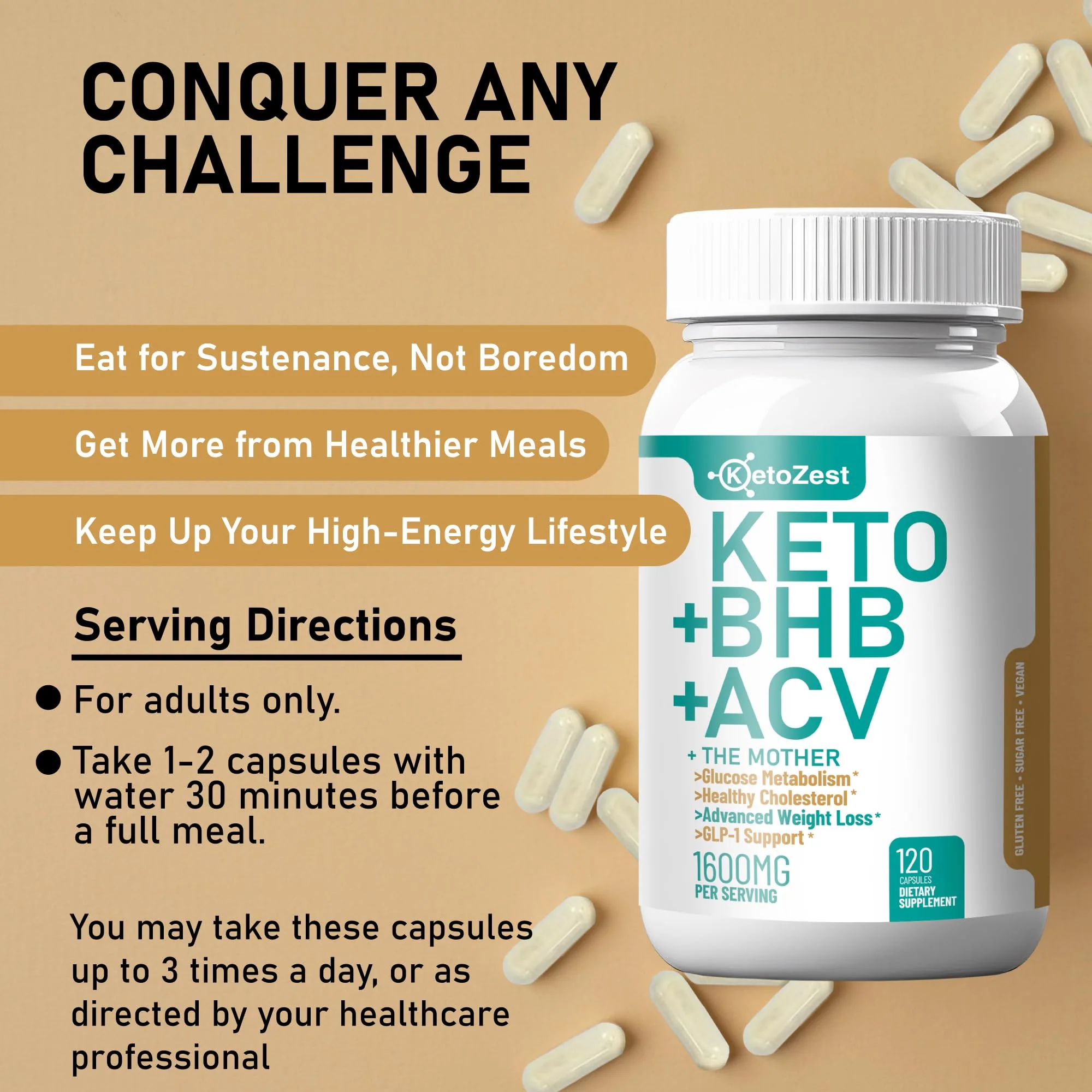 KetoZest Keto ACV BHB Capsules 1600mg – Weight Loss & Ketosis - Image 7