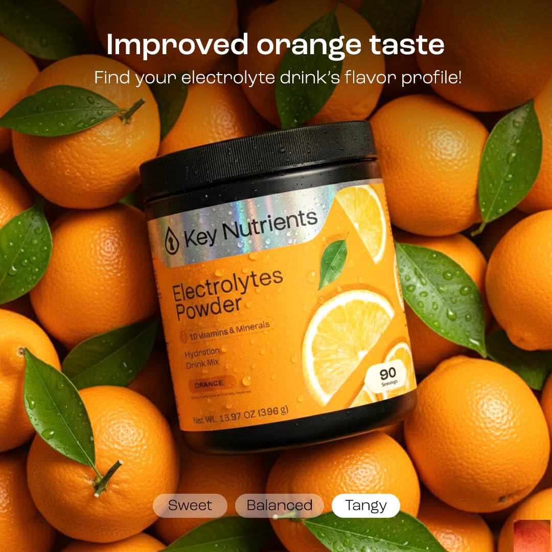 KEY NUTRIENTS Multivitamin Electrolytes Powder No Sugar - Tangy Orange Electrolyte Powder | Hydration & Energy - Made in USA - 90 Servings - Image 15