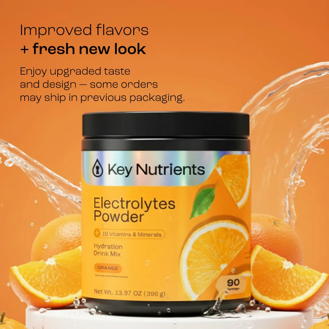 KEY NUTRIENTS Multivitamin Electrolytes Powder No Sugar - Tangy Orange Electrolyte Powder | Hydration & Energy - Made in USA - 90 Servings - Image 2