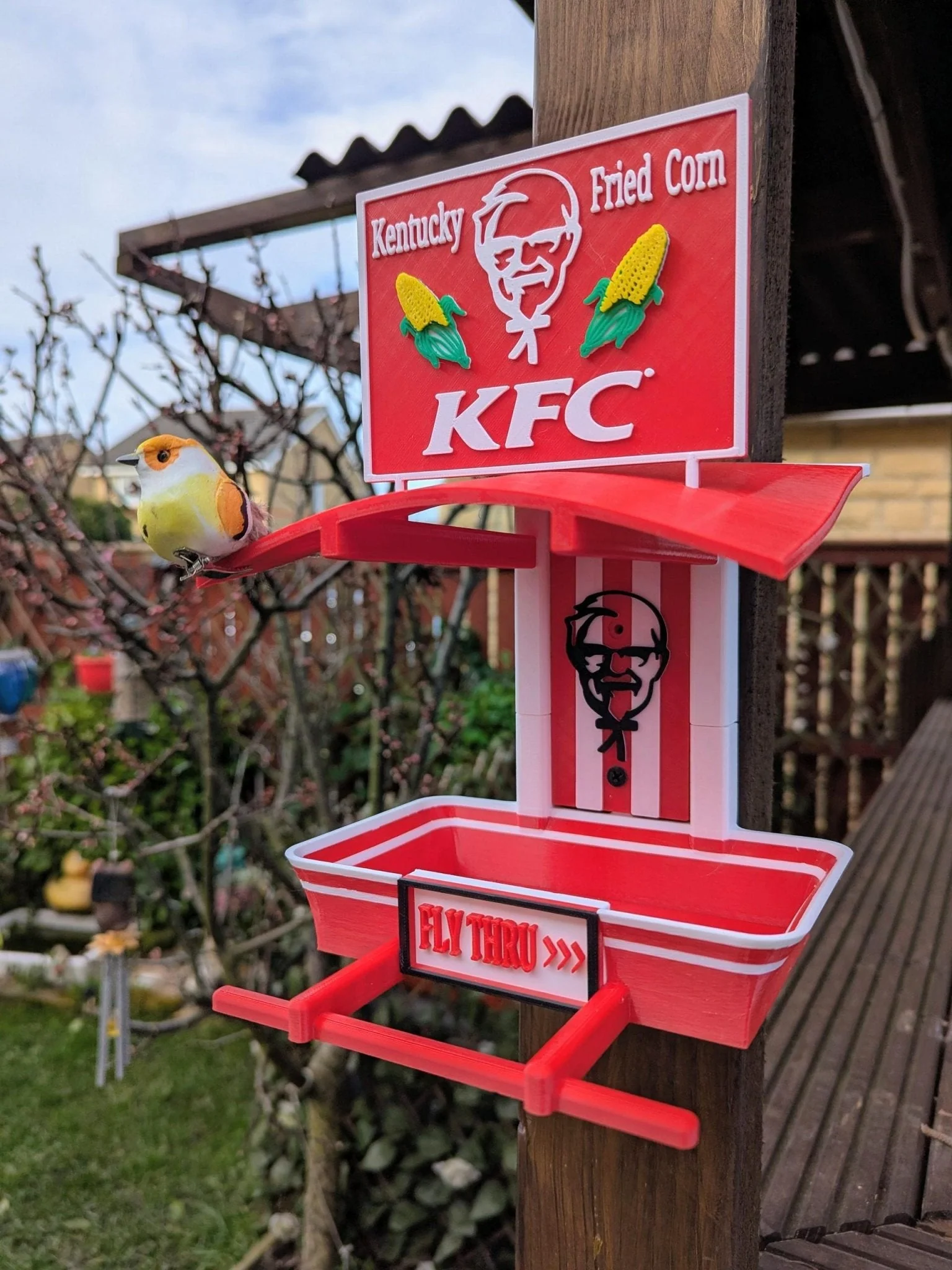 KFC Garden Bird Feeding Station - Garden bird seed feeder - quirky outdoor Decor - Wild Bird Food table - Image 8