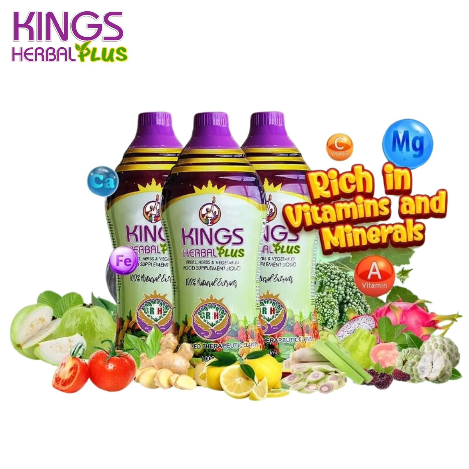 Kings Herbal Plus Food Supplement 1000ml – Fruits, Herbs & Vegetable Fusion - Image 8