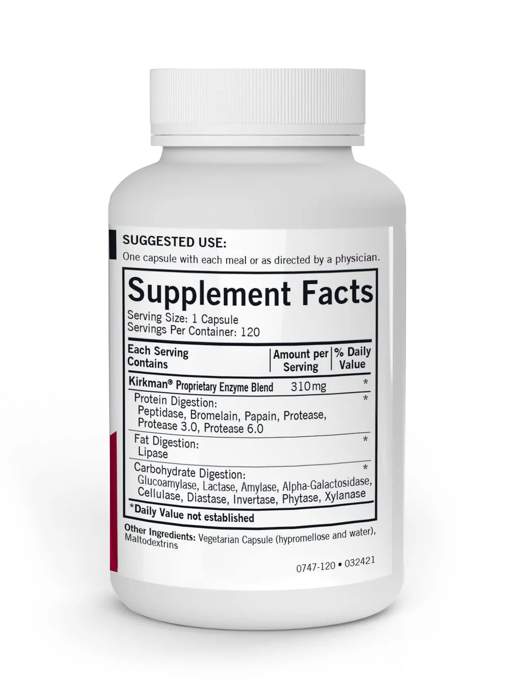 Kirkman EnZym-Complete/DPP-IV 120 Capsules | Broad Spectrum Digestive Enzyme - Image 3