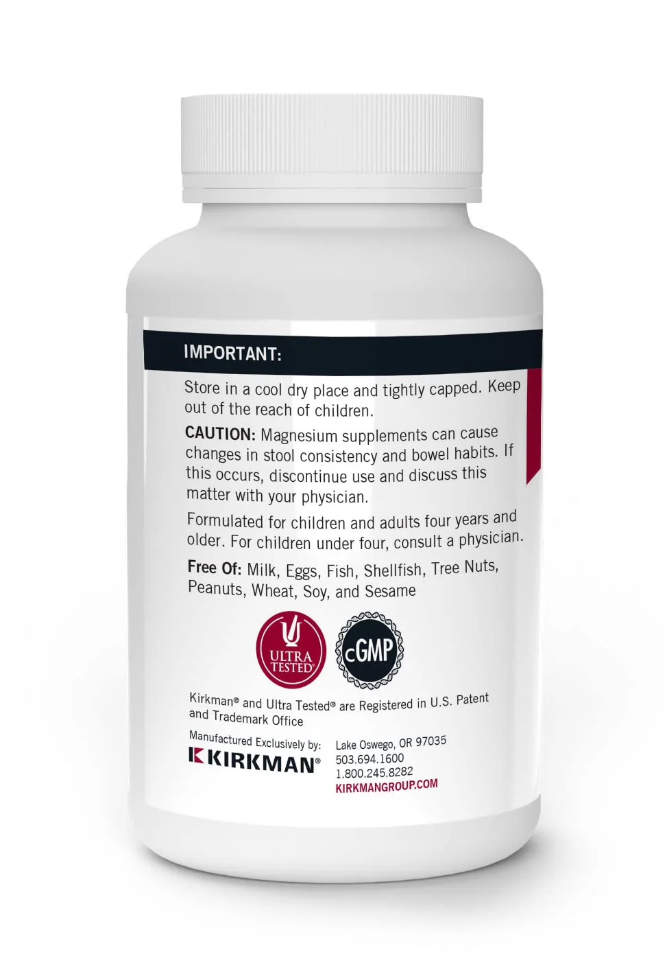Kirkman Magnesium Bisglycinate Chelate - 250 Capsules | Restful Sleep, Relaxed Nerves & Muscles - Hypoallergenic - Image 4