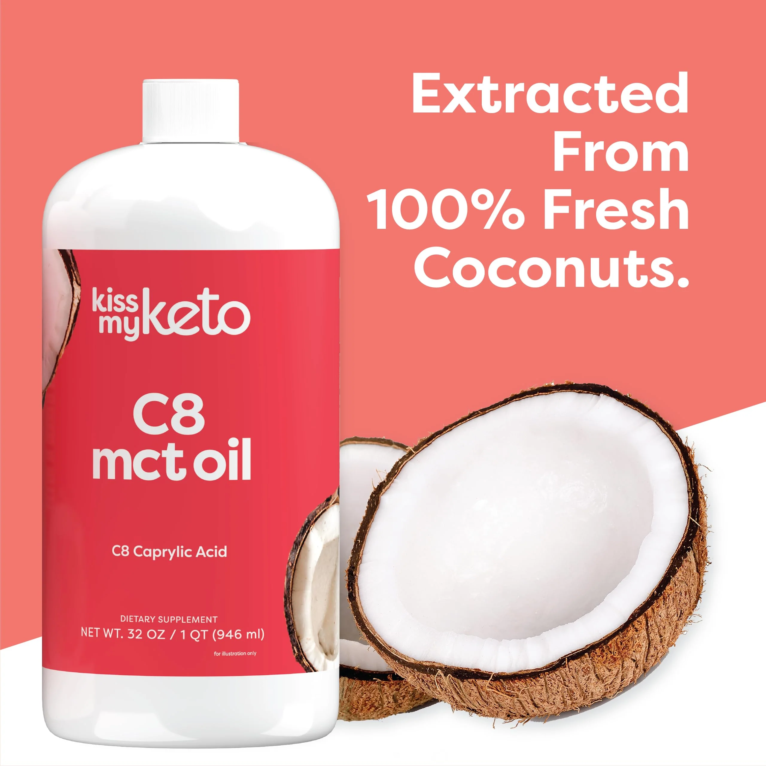 Kiss My Keto MCT Oil C8 – 32 oz with Pump | Pure Caprylic MCT Oil for Keto Energy - Image 12