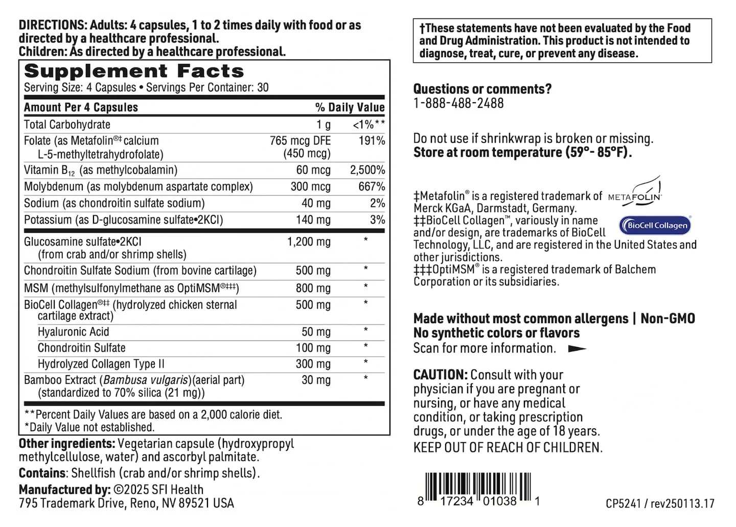 Klaire Labs SFI Health Joint Support Formula – Joint Recovery & Cartilage Production (120 Capsules) - Image 6