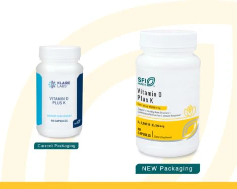 Klaire Labs SFI Health Vitamin D Plus K - Bioavailable Vitamin K2 D3 Supplement for Bone & Immune Support - Each Capsule Delivers D3 5000 iu & K2 100 Mcg (60 Capsules) - Image 2