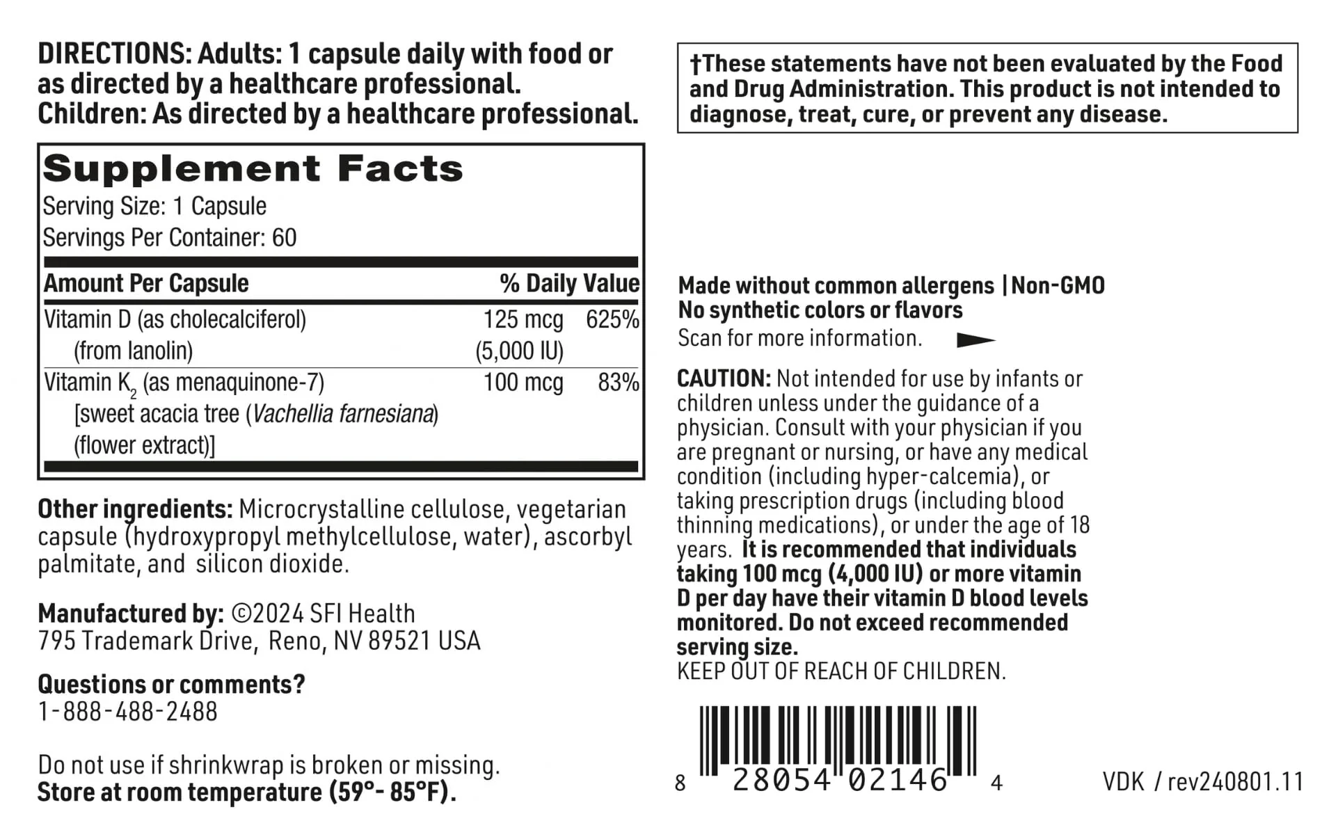 Klaire Labs SFI Health Vitamin D Plus K - Bioavailable Vitamin K2 D3 Supplement for Bone & Immune Support - Each Capsule Delivers D3 5000 iu & K2 100 Mcg (60 Capsules) - Image 5