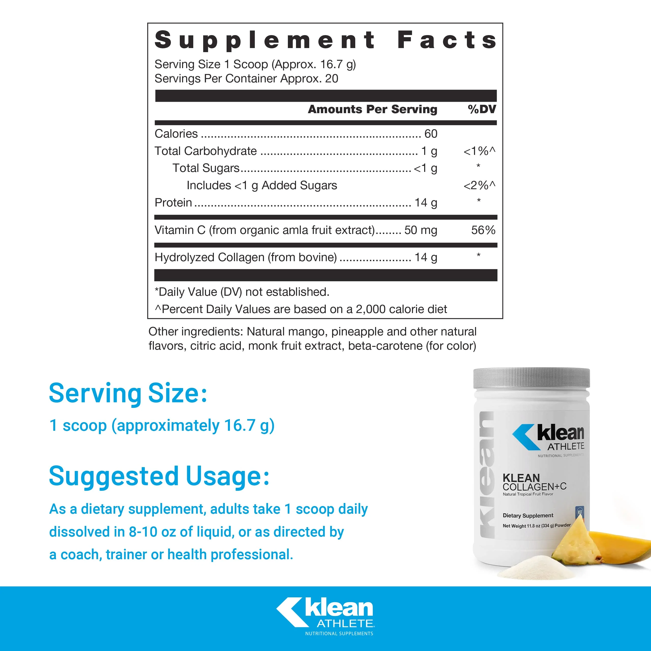 Klean Athlete Klean Collagen+C – Supports Musculoskeletal Health & Performance | 11.8 oz - Image 2