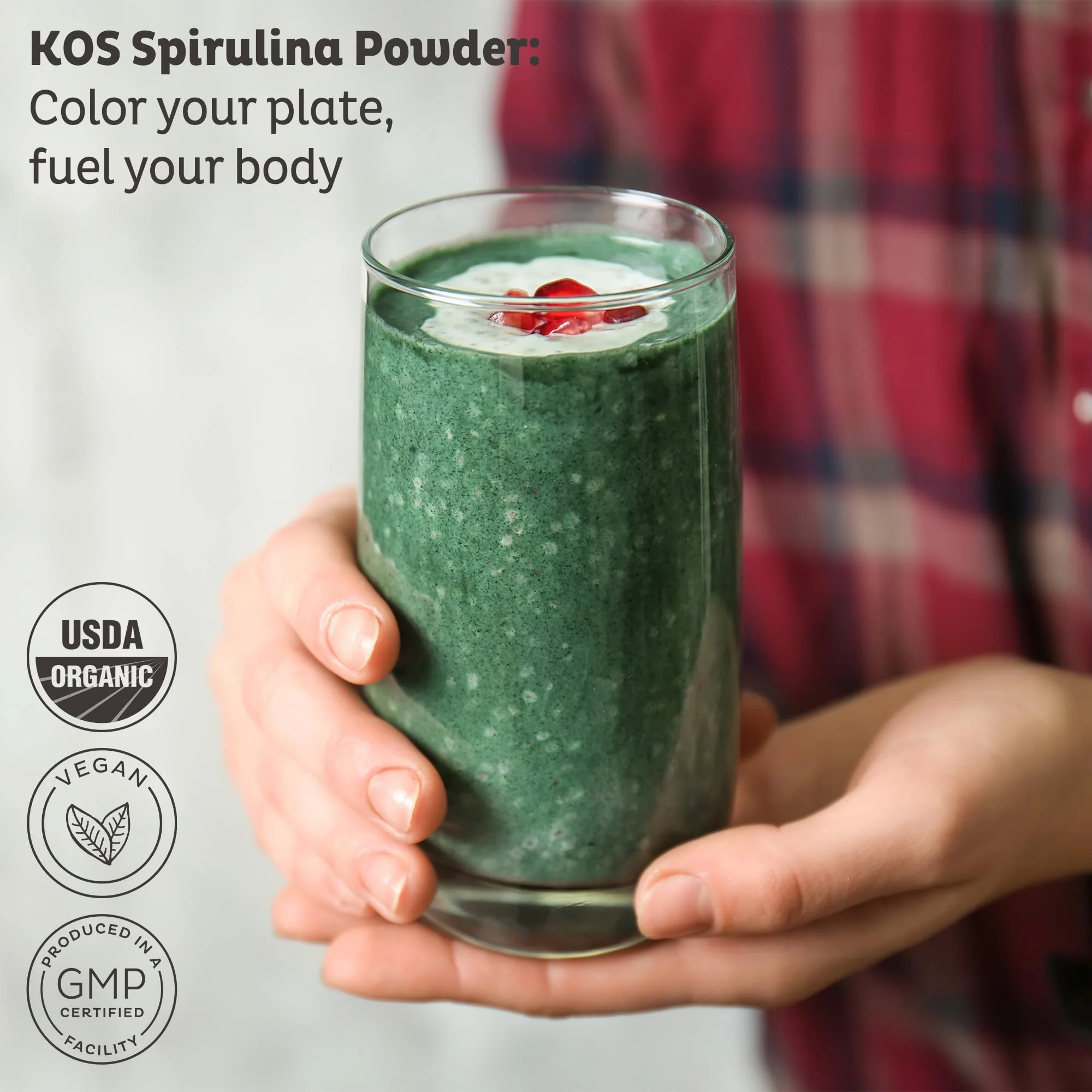 KOS Organic Spirulina Powder - USDA Organic, Non-Irradiated, 109 Servings, Vegan - Image 2