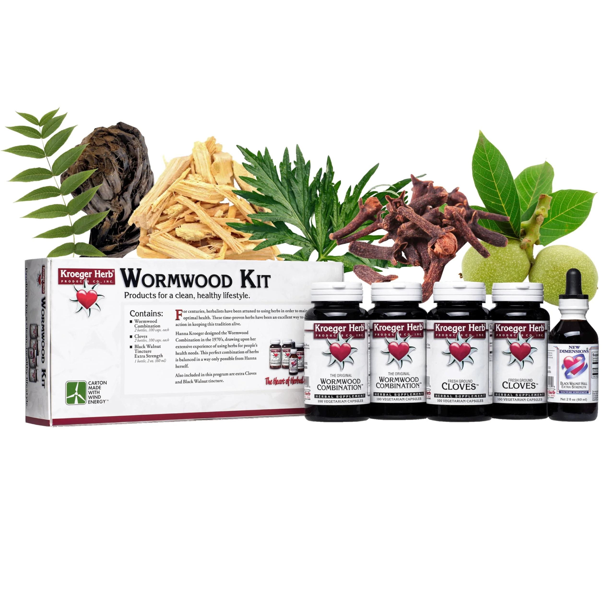 Kroeger Herb Wormwood Detox Kit – Capsules, Non-GMO & Gluten Free, Made in USA