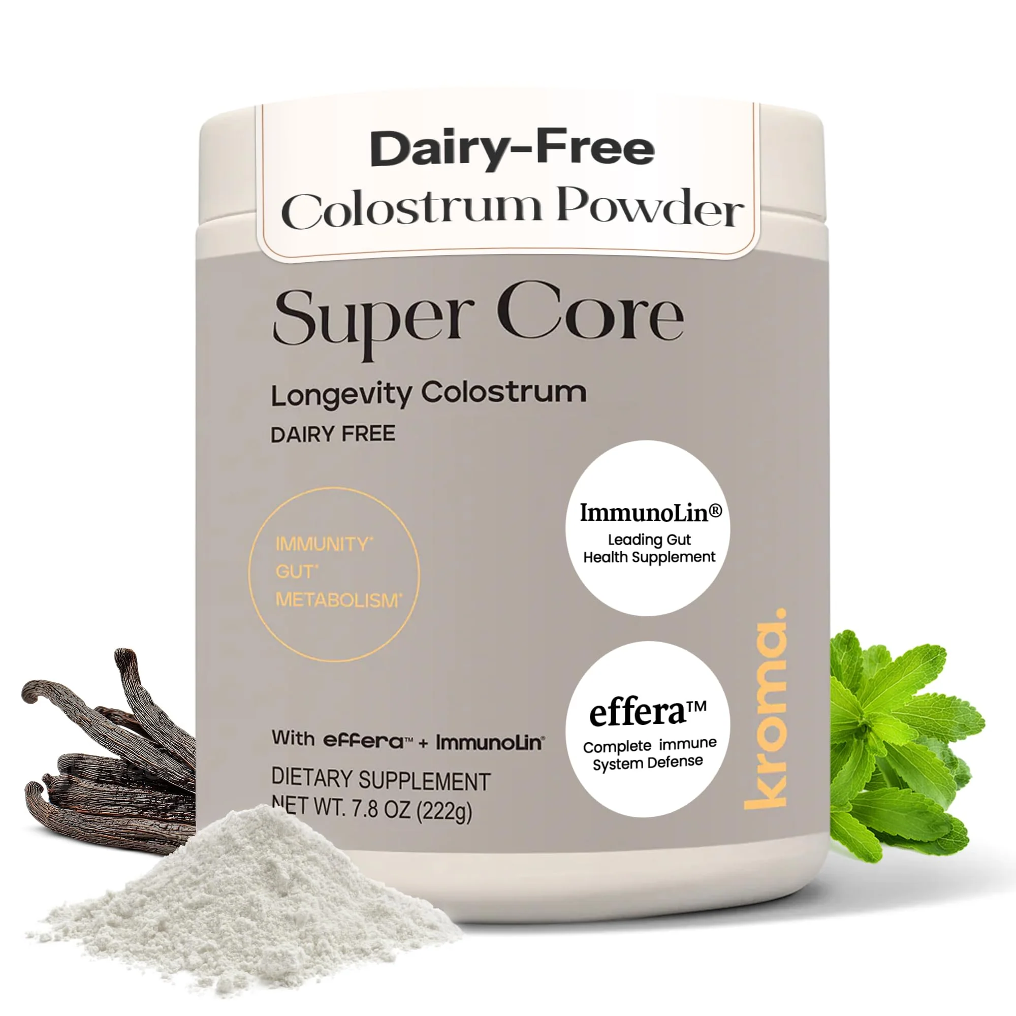 KROMA Super Core Dairy-Free Colostrum Powder — Gut Health & Immune Support