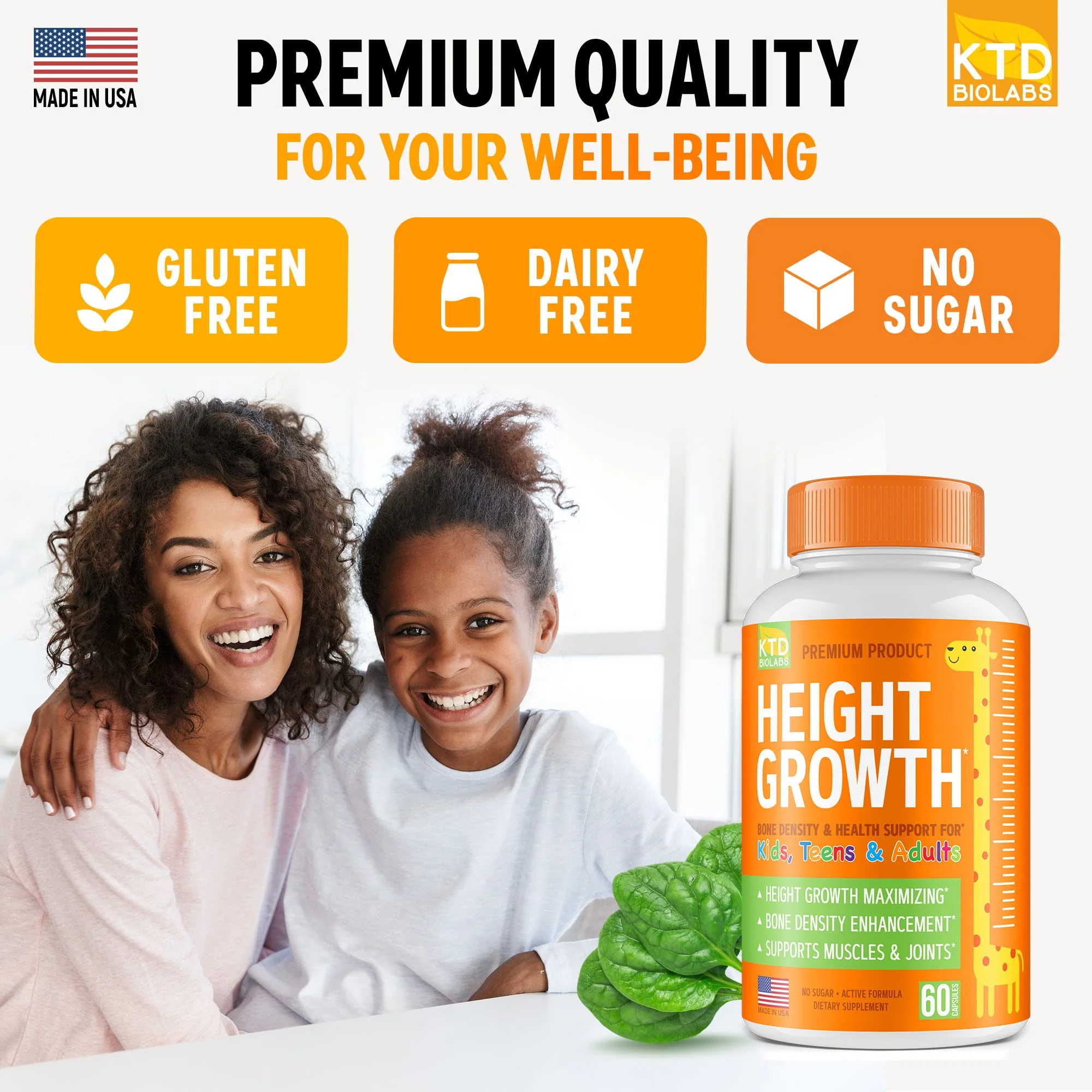KTD BIOLABS Height Growth Maximizer – Pack of 2 | Made in USA | Natural Height Growth Pills for Teens & Adults - Image 6