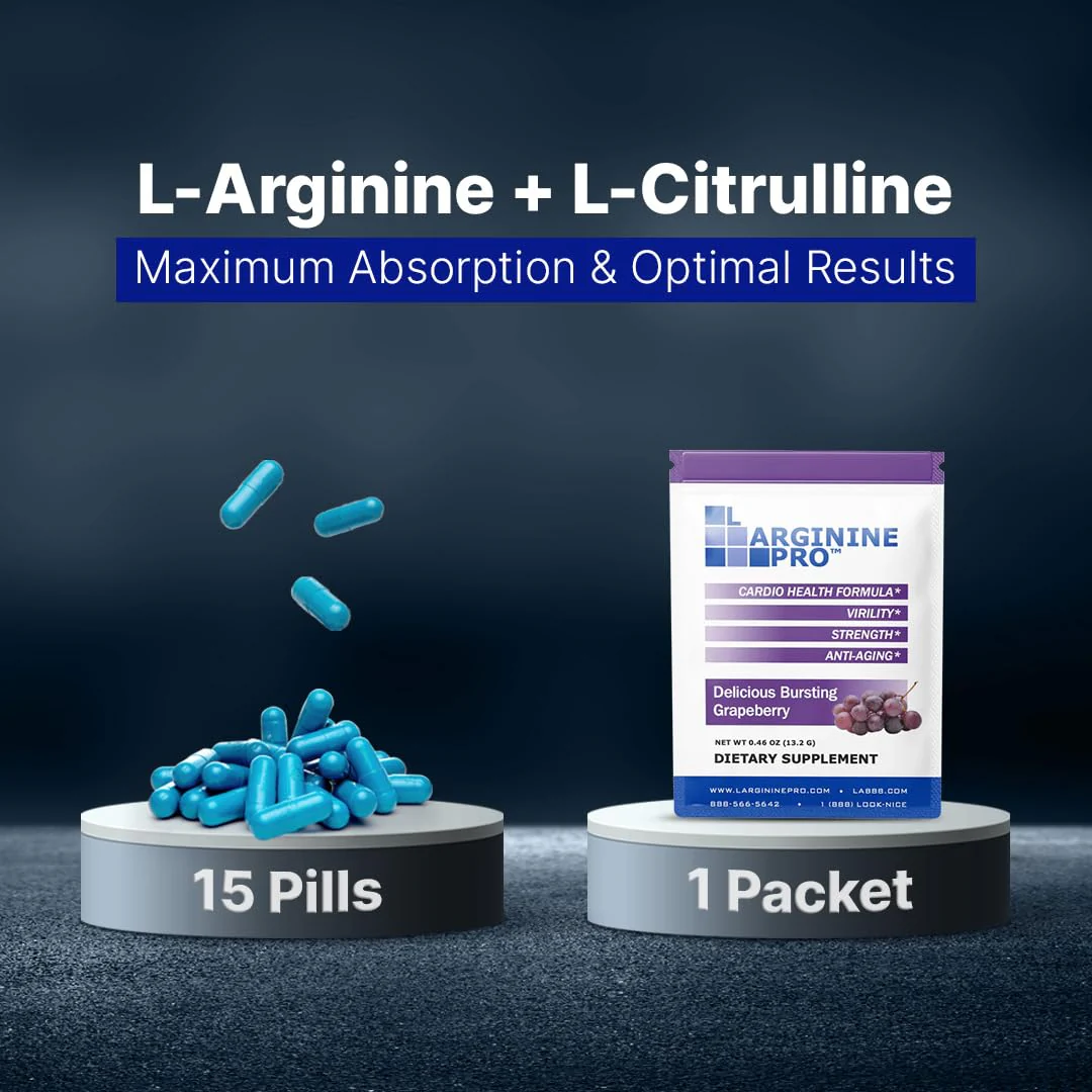 L-ARGININE PRO Supplement Powder – 30 Single-Serve Packets | 5,500mg L-Arginine + 1,100mg L-Citrulline | Grape - Image 6