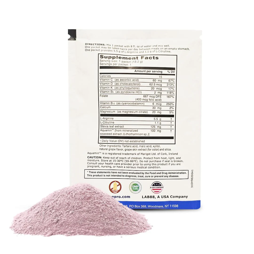 L-ARGININE PRO Supplement Powder | 90 Travel Packets | 5,500mg L-Arginine + 1,100mg L-Citrulline | Raspberry, Orange & Grape - Image 10