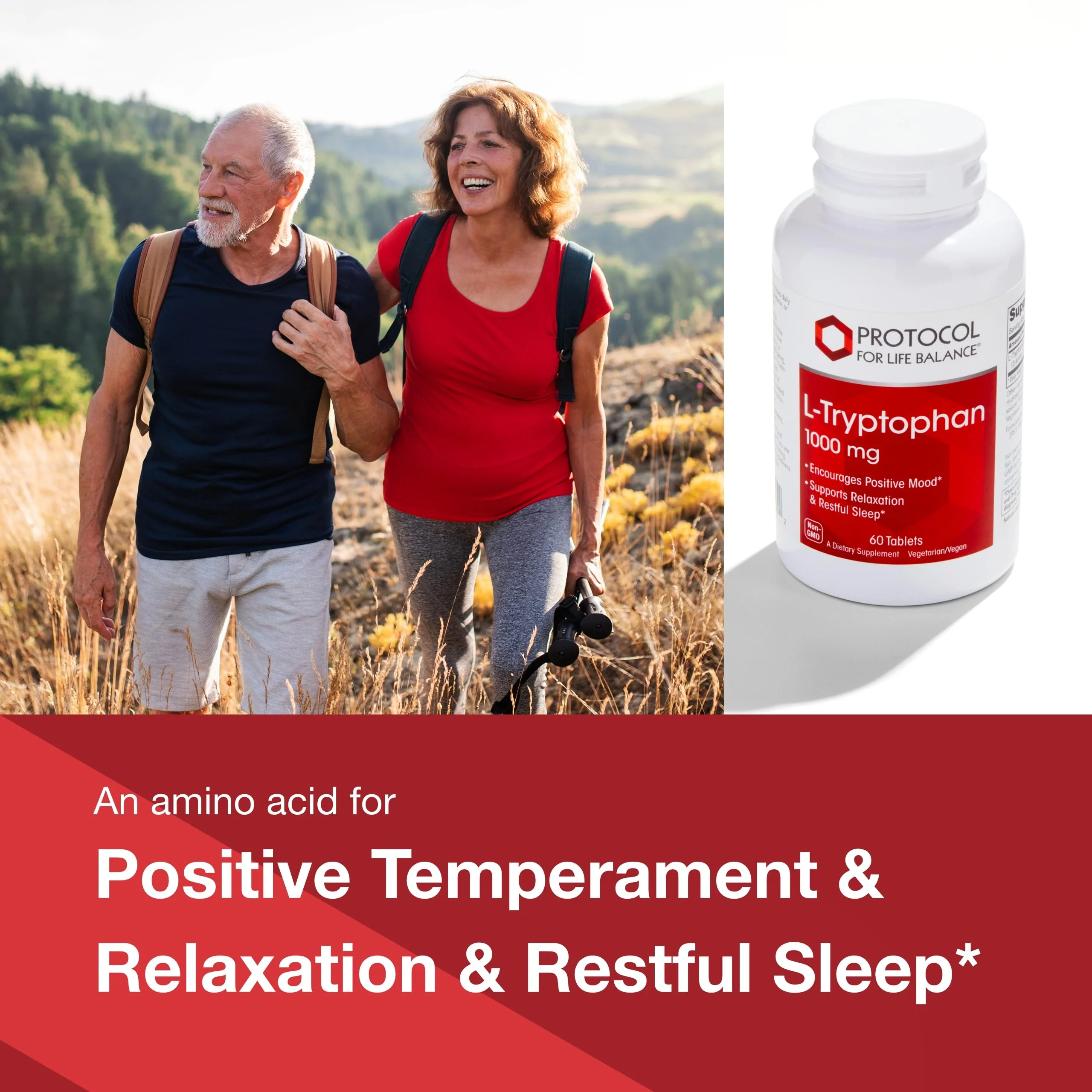 L-Tryptophan 1000mg - Sleep Support by Protocol for Life Balance (60 Tabs) - Image 3