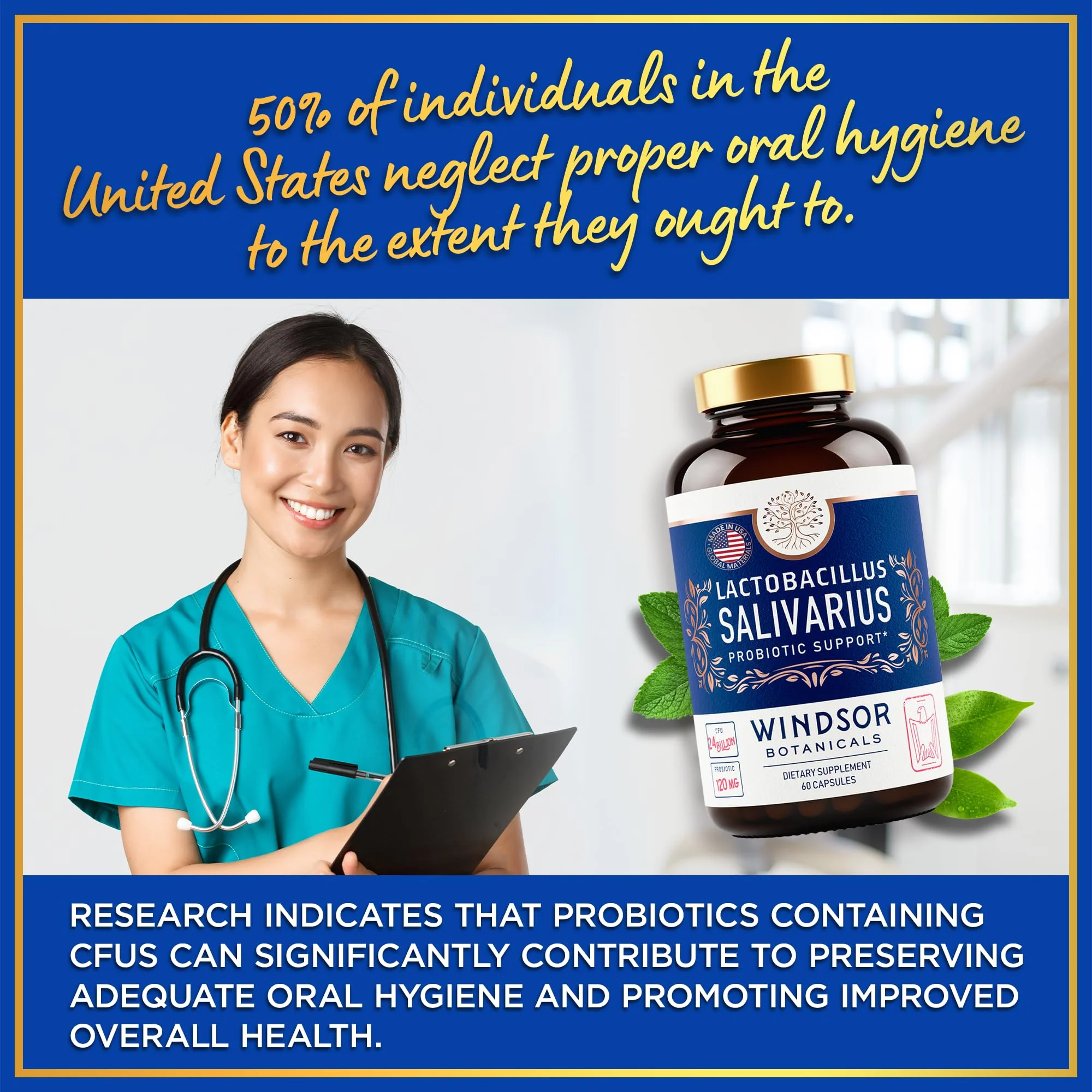 Lactobacillus Salivarius Probiotic 24bn CFU for Teeth & Gums - Bad Breath, Immune & Digestive Health - 60 Capsules - Image 7