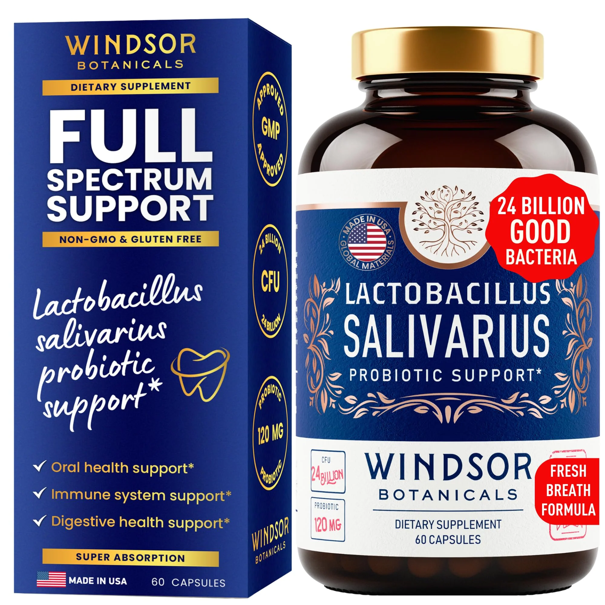 Lactobacillus Salivarius Probiotic 24bn CFU for Teeth & Gums - Bad Breath, Immune & Digestive Health - 60 Capsules - Image 8