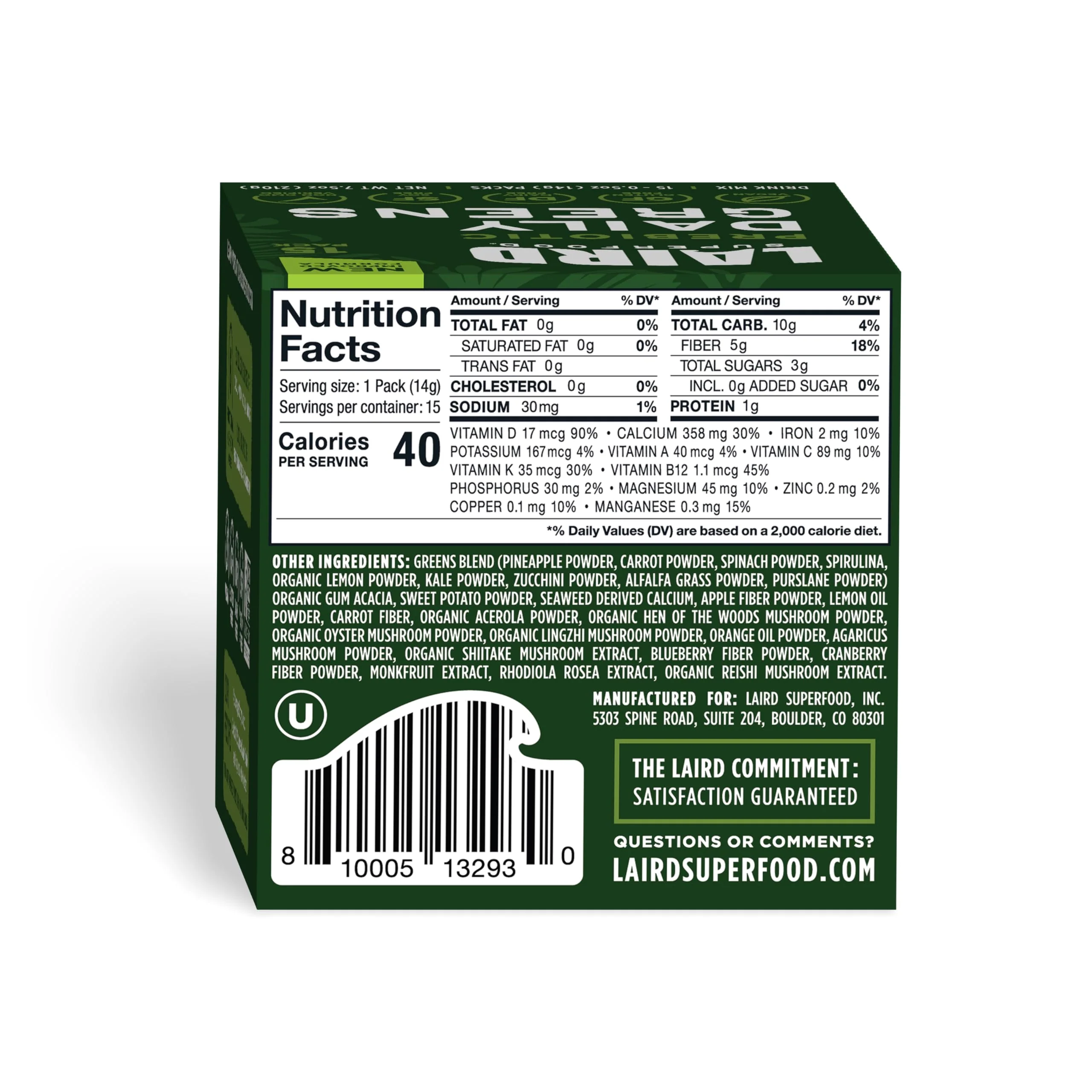 Laird Superfood Prebiotic Daily Greens – 15 Sachets – Vegan & Non-GMO - Image 2