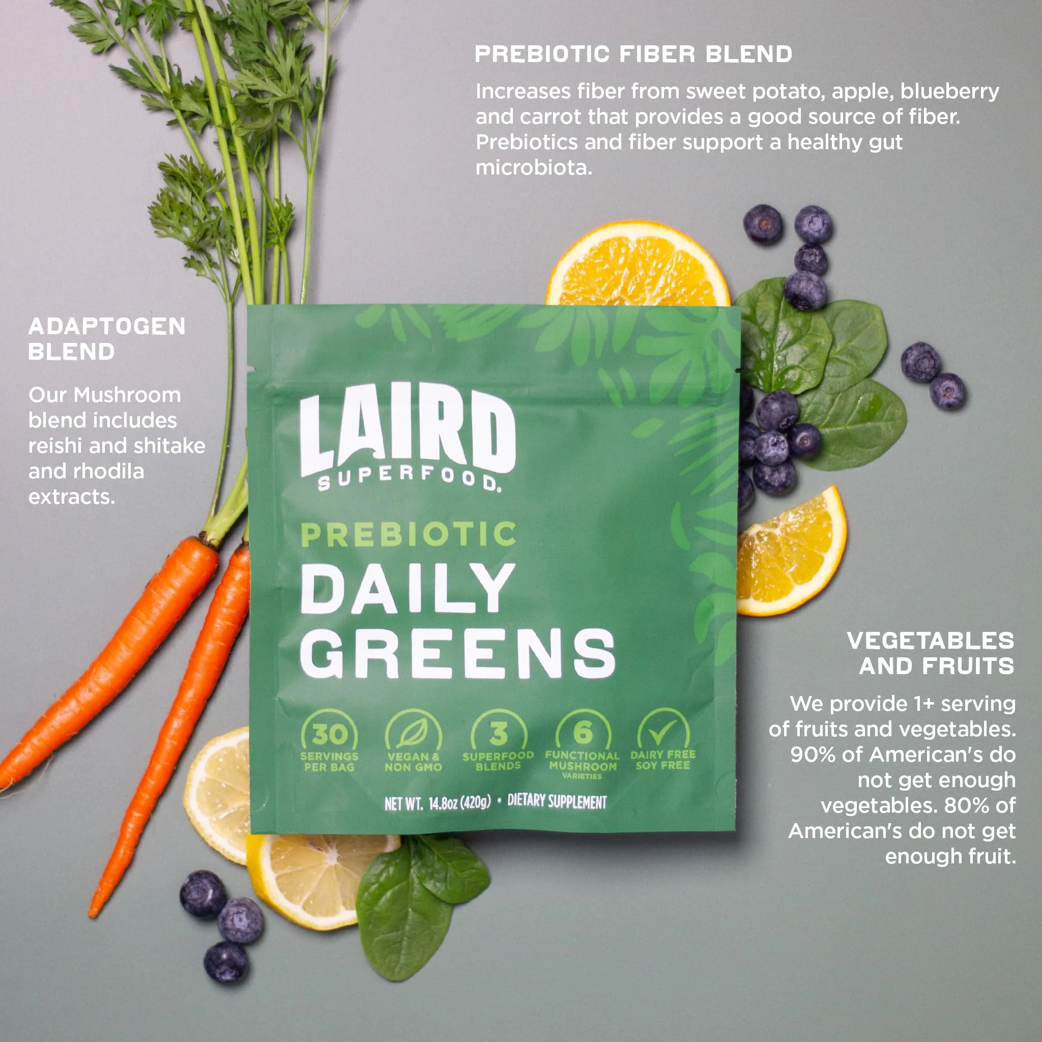 Laird Superfood Prebiotic Daily Greens – 15 Sachets – Vegan & Non-GMO - Image 4