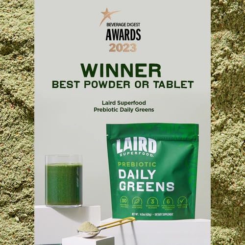 Laird Superfood Prebiotic Daily Greens Powder – Essential Vitamins & Minerals, Prebiotic Fiber, Adaptogen & Fruits & Vegetables – Non-GMO, Vegan, 14.8 oz - Image 7