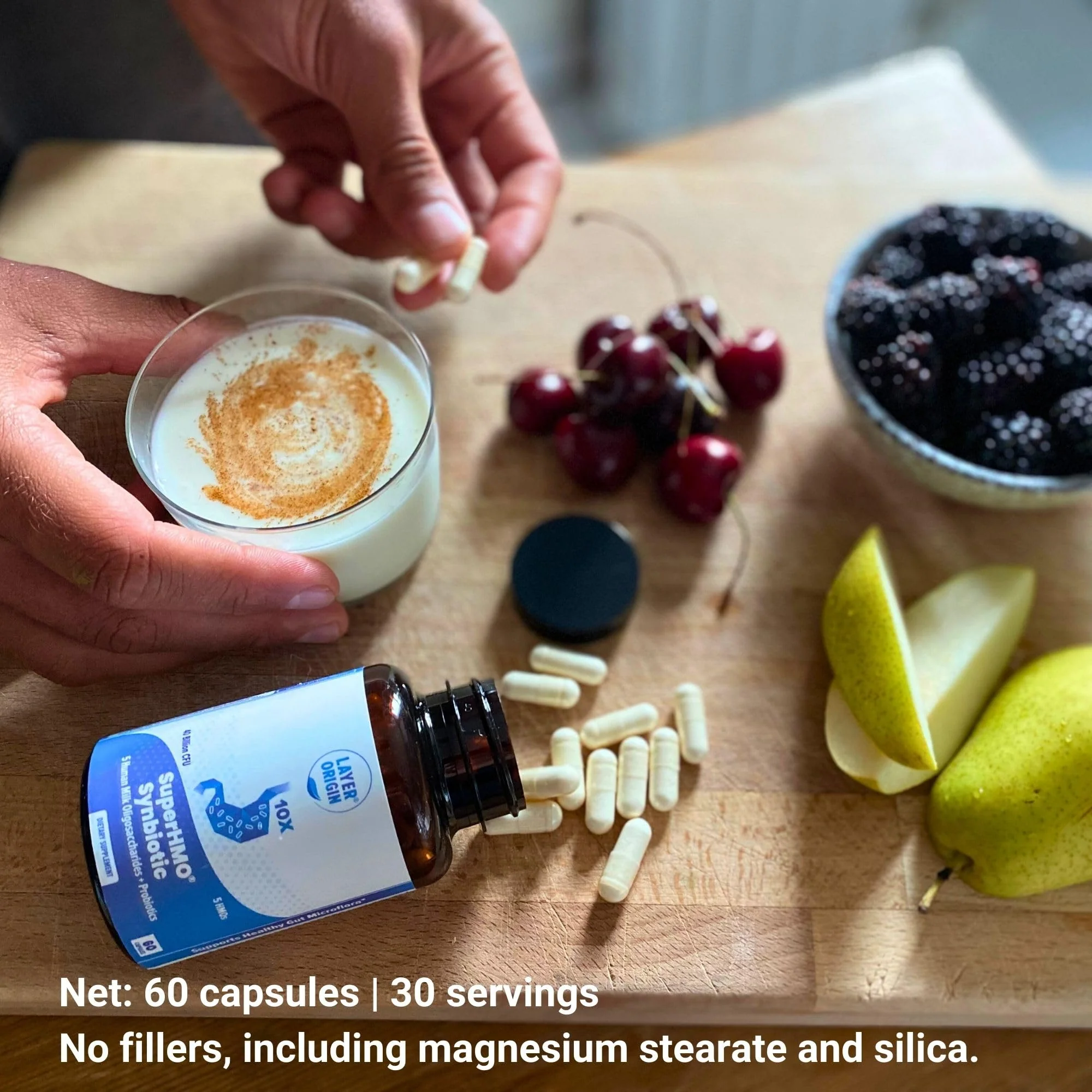 Layer Origin SuperHMO Synbiotic Capsules – 60 Count with 5 HMO Prebiotics & 40 Billion CFU Probiotics - Image 2