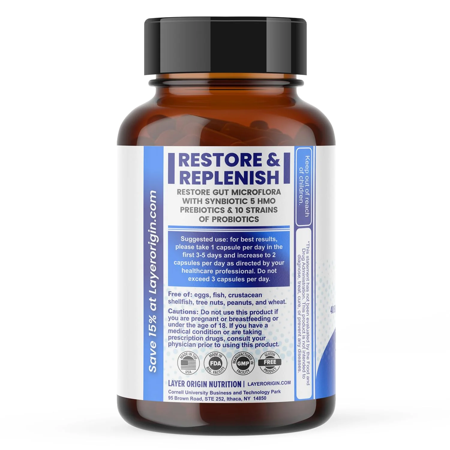 Layer Origin SuperHMO Synbiotic Capsules – 60 Count with 5 HMO Prebiotics & 40 Billion CFU Probiotics - Image 6