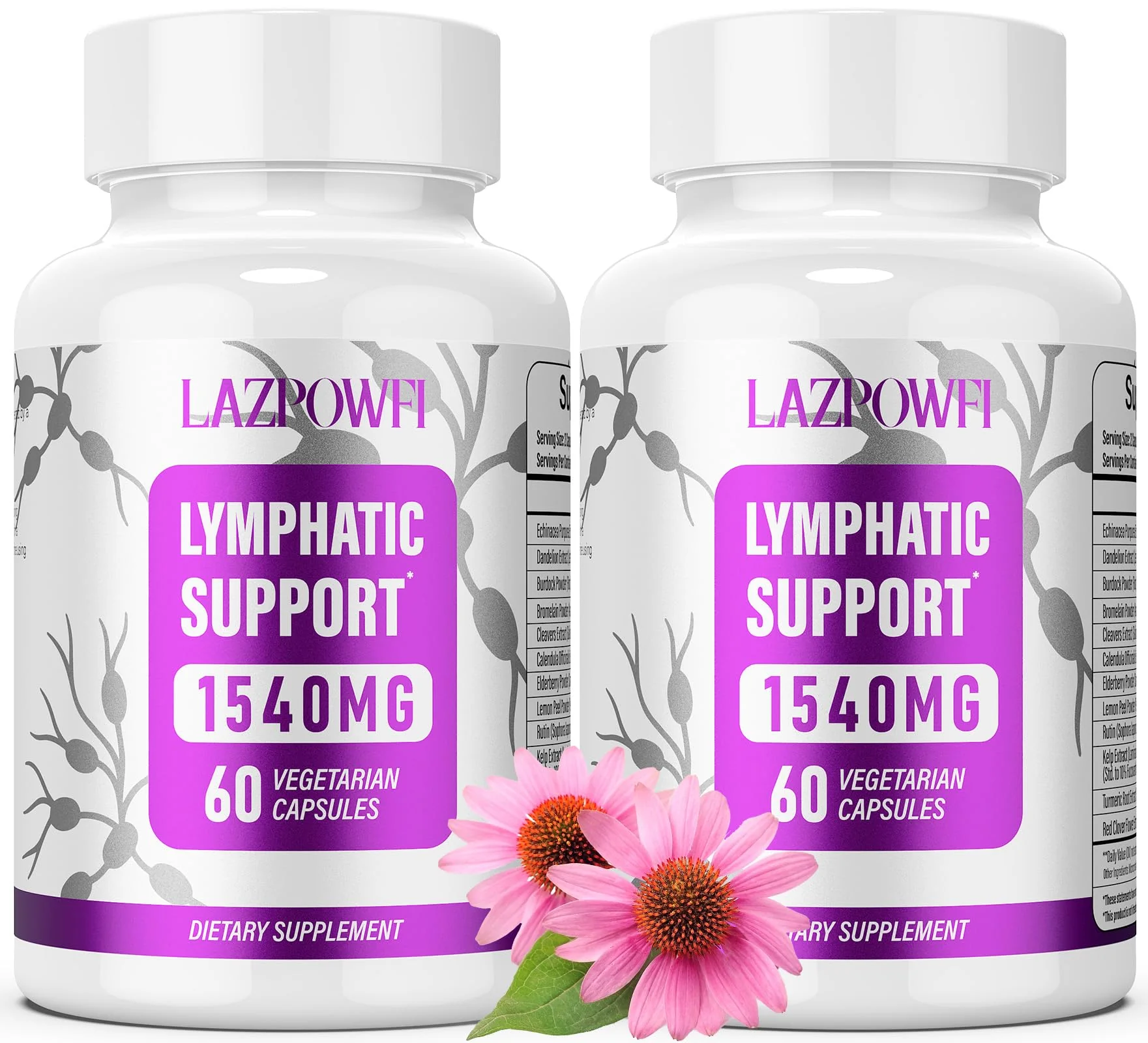 Lazpowfi Lymphatic Drainage Supplement – 120 Capsules with Echinacea, Dandelion & Turmeric - Image 2