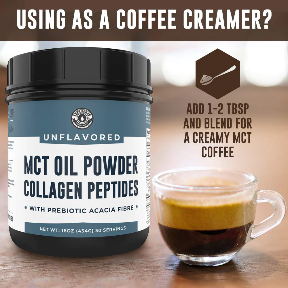 Left Coast Performance MCT Oil Powder with Acacia Fiber & Collagen Peptides – Prebiotic Collagen Protein, 10g MCTs from Coconut, Sugar Free Keto Coffee Creamer, Grass Fed, Unflavored, Gluten Free, 16 oz - Image 6
