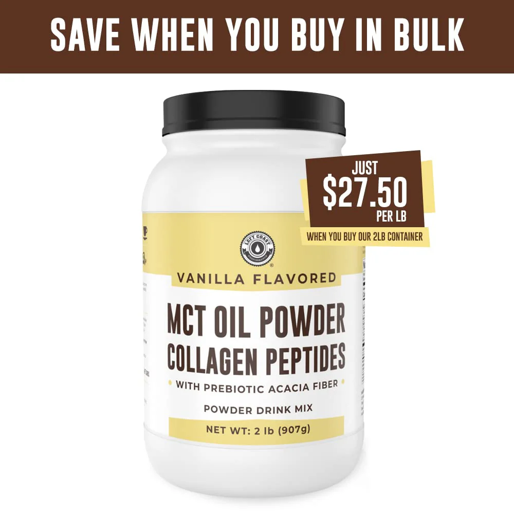 Left Coast Performance MCT Oil Powder with Acacia Fiber & Collagen – Vanilla, 32 oz - Image 5