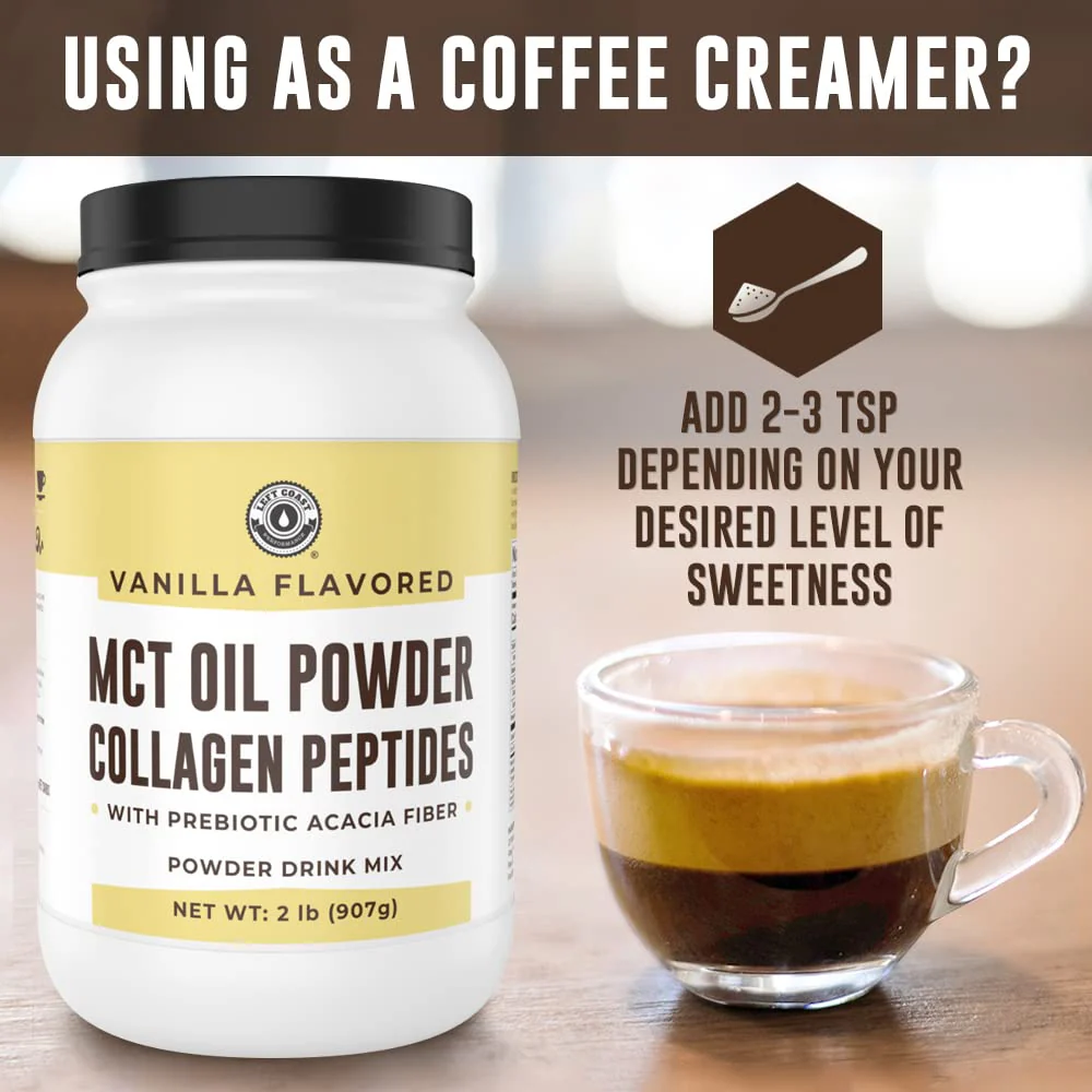 Left Coast Performance MCT Oil Powder with Acacia Fiber & Collagen – Vanilla, 32 oz - Image 6
