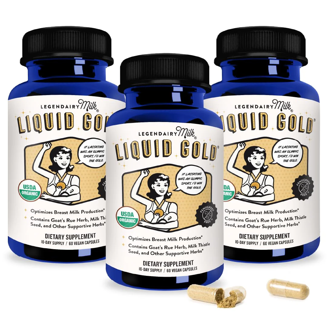 Legendairy Milk Liquid Gold Lactation Support – Organic Goats Rue, Milk Thistle, Shatavari, Fennel, Alfalfa & Anise | 60 Count (Pack of 3)